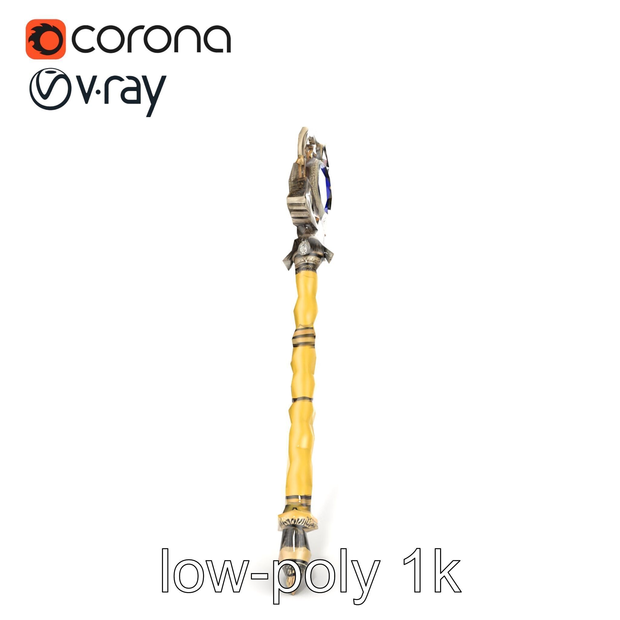 Ivory and Silver Sorcerers Scepter model pack Low-poly 3D model_20