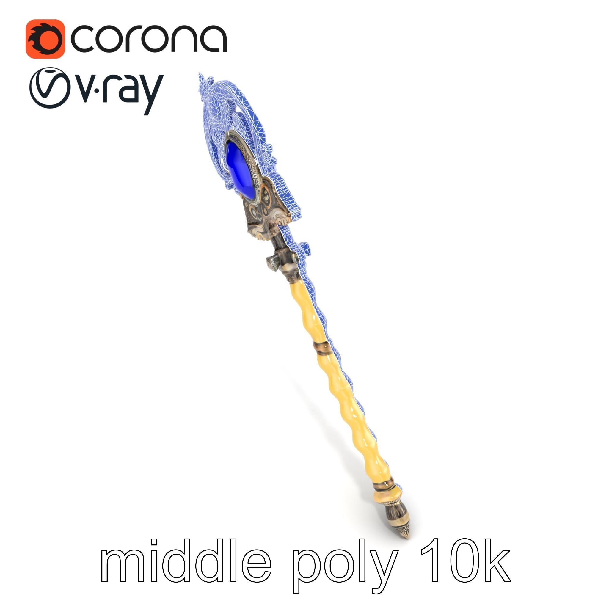 Ivory and Silver Sorcerers Scepter model pack Low-poly 3D model_16