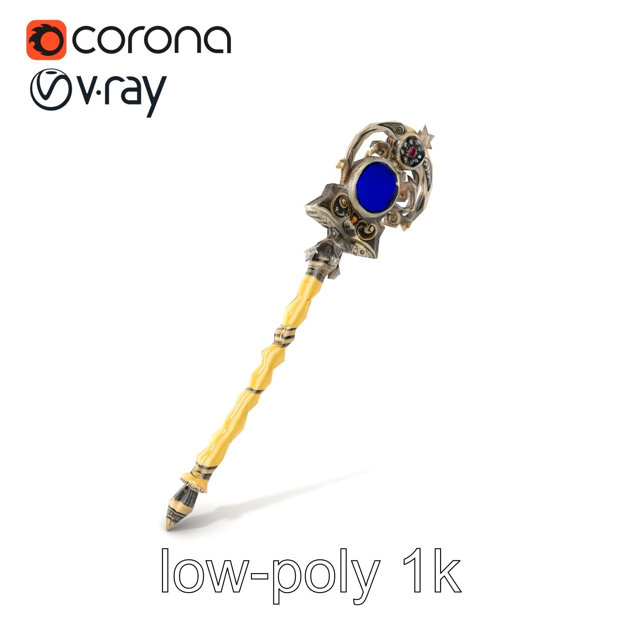 Ivory and Silver Sorcerers Scepter model pack Low-poly 3D model_5