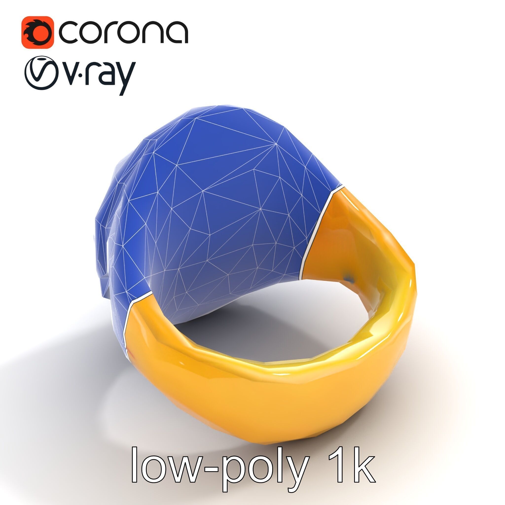 Luxurious Gold Signet Ring with Gemstone model pack Low-poly 3D model_11
