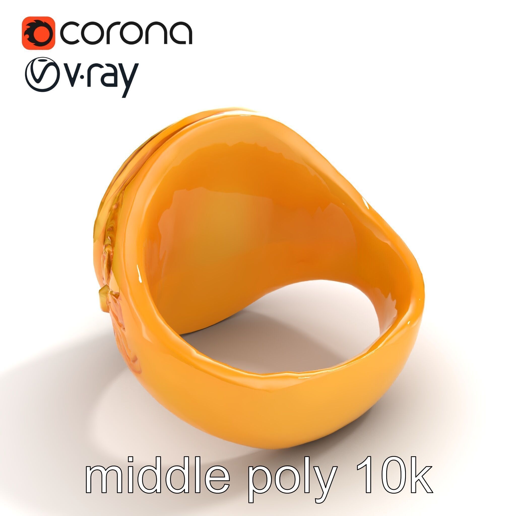 Luxurious Gold Signet Ring with Gemstone model pack Low-poly 3D model_8