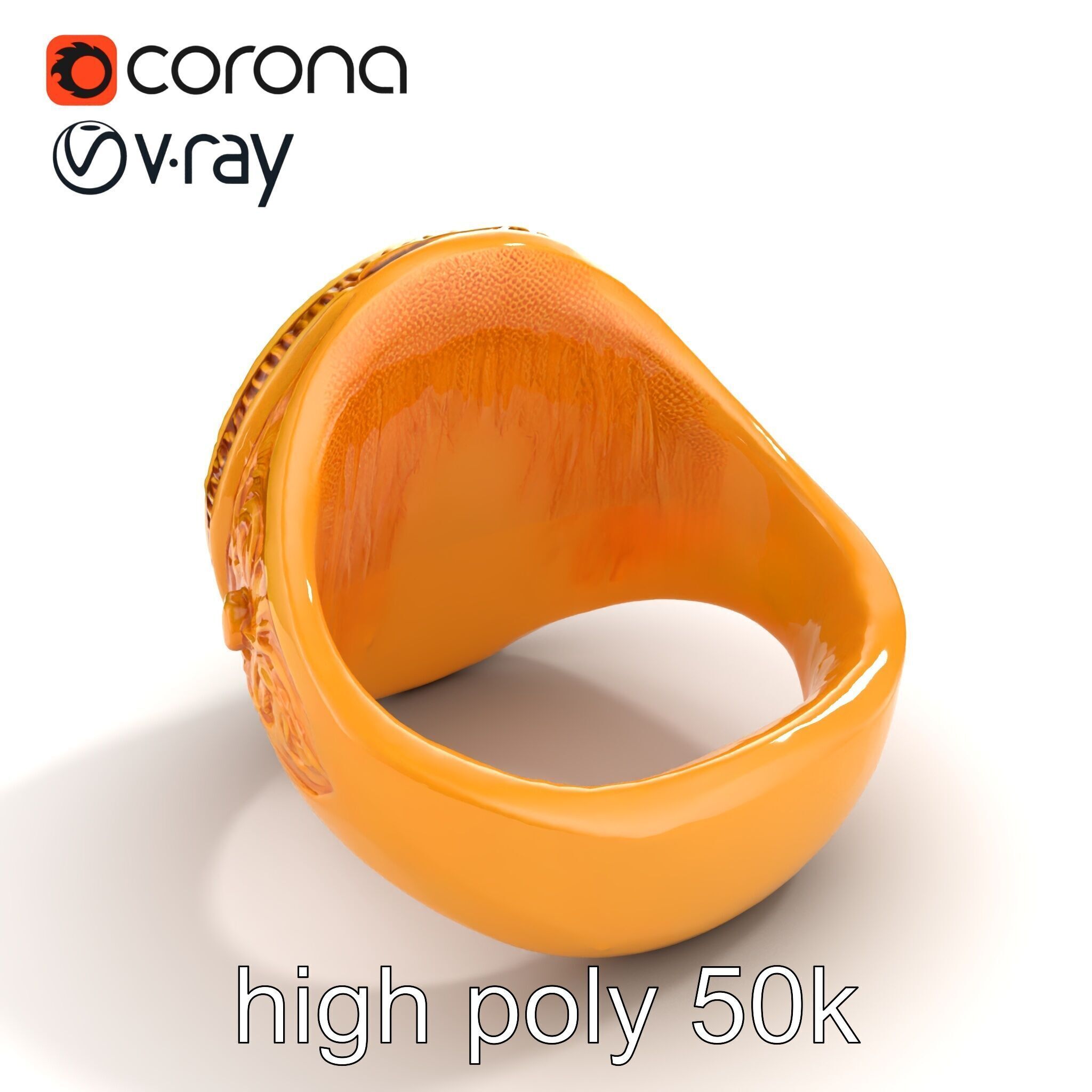Luxurious Gold Signet Ring with Gemstone model pack Low-poly 3D model_18