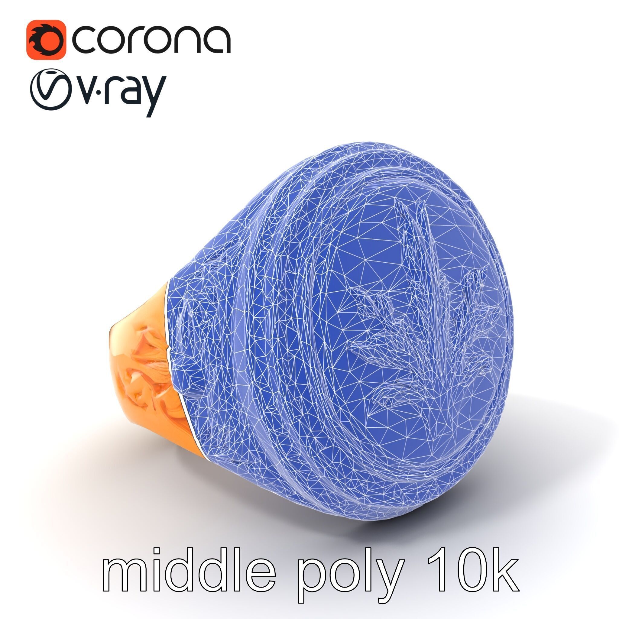 Luxurious Gold Signet Ring with Gemstone model pack Low-poly 3D model_6