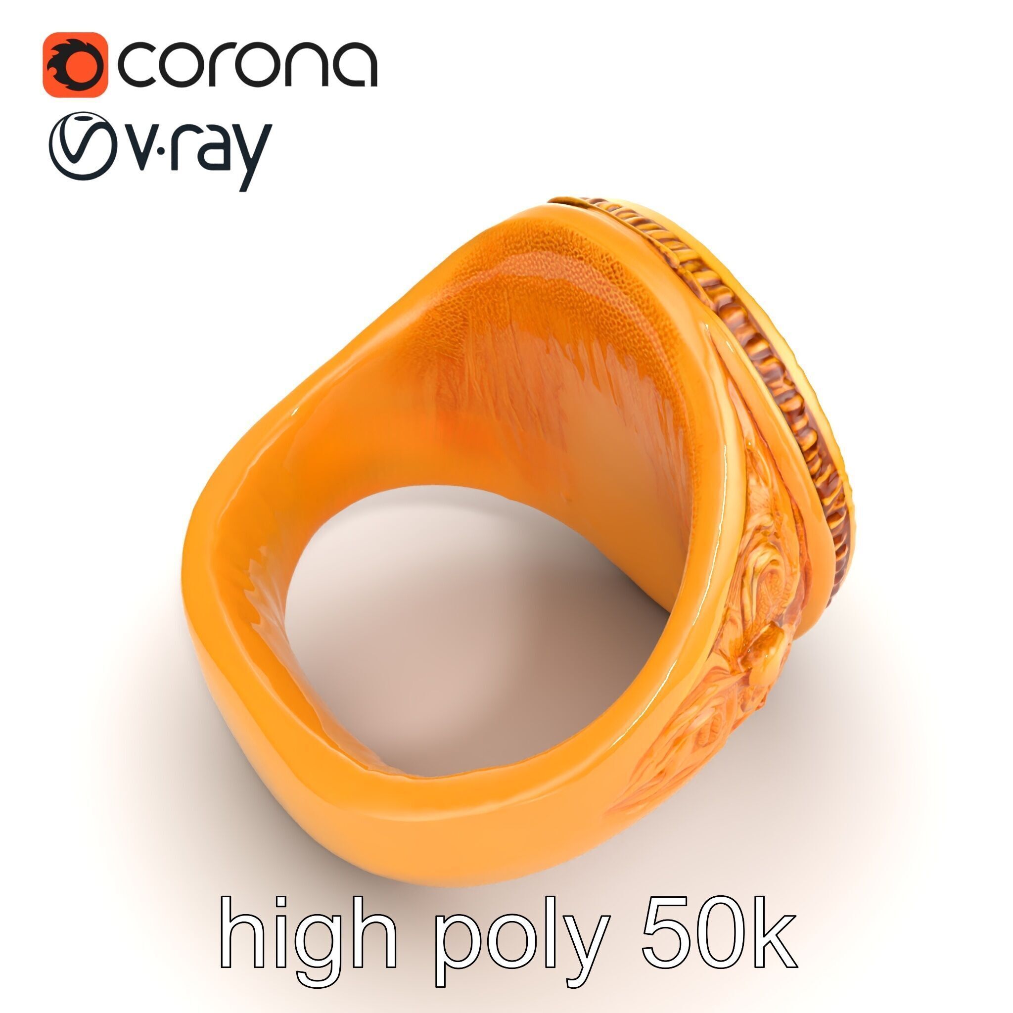 Luxurious Gold Signet Ring with Gemstone model pack Low-poly 3D model_26