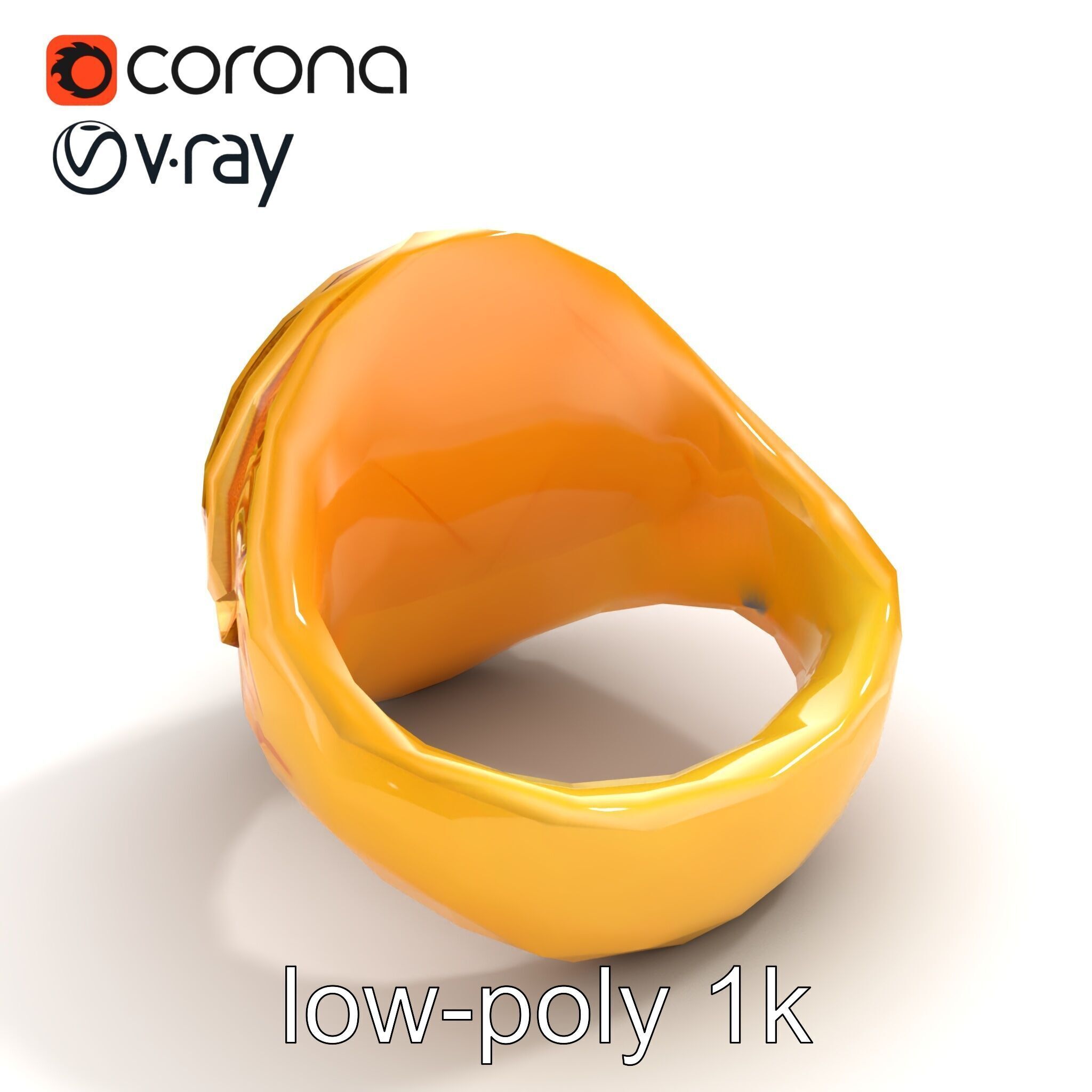 Luxurious Gold Signet Ring with Gemstone model pack Low-poly 3D model_9