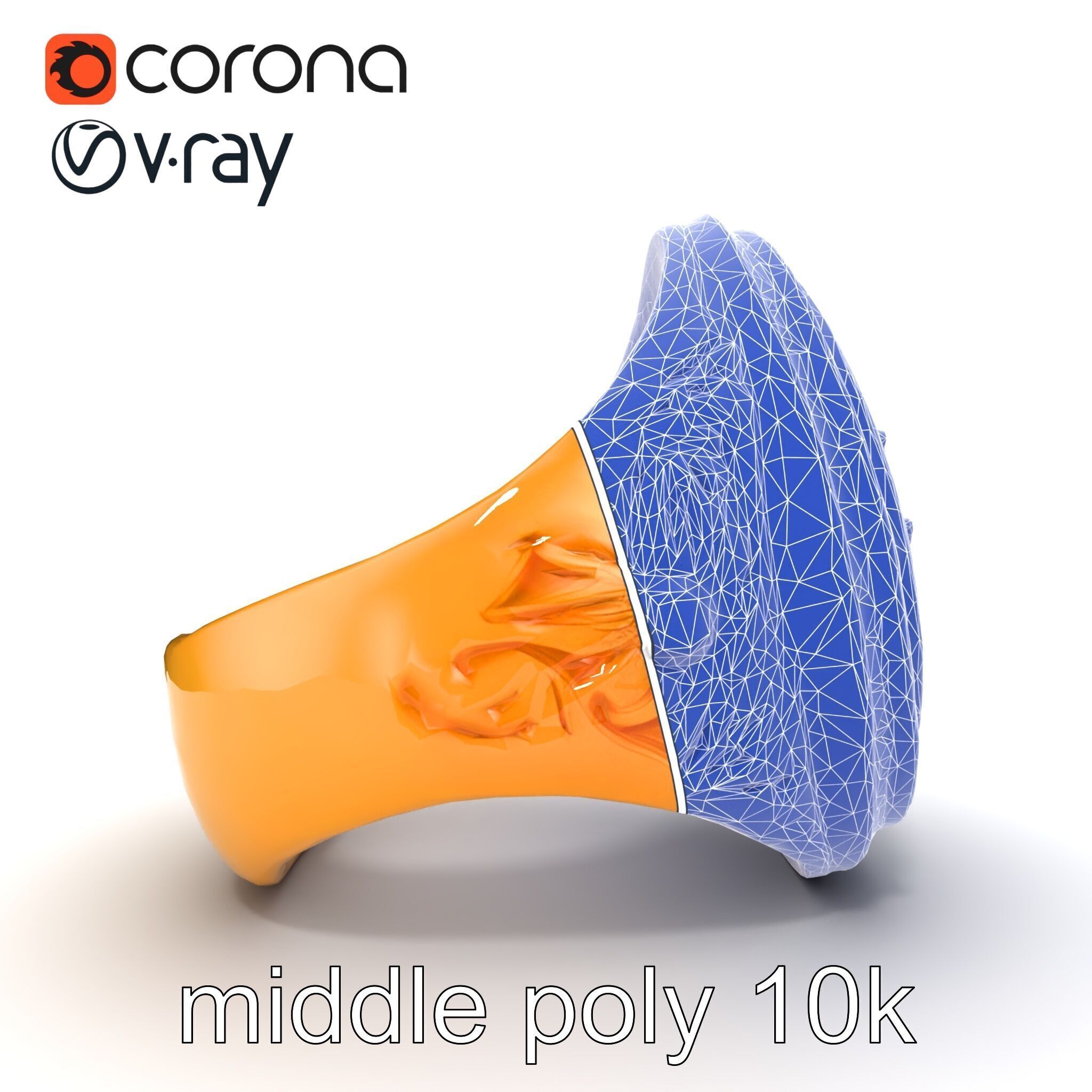 Luxurious Gold Signet Ring with Gemstone model pack Low-poly 3D model_21