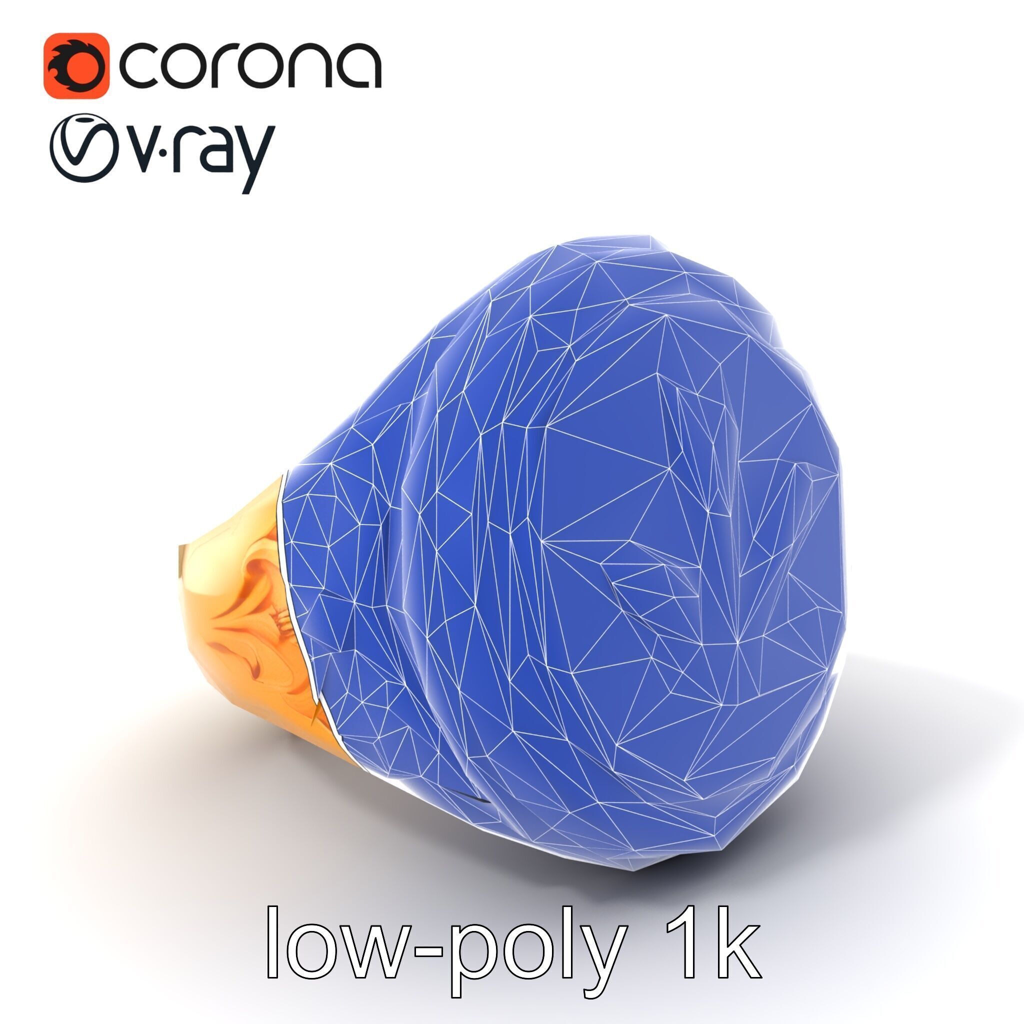 Luxurious Gold Signet Ring with Gemstone model pack Low-poly 3D model_7