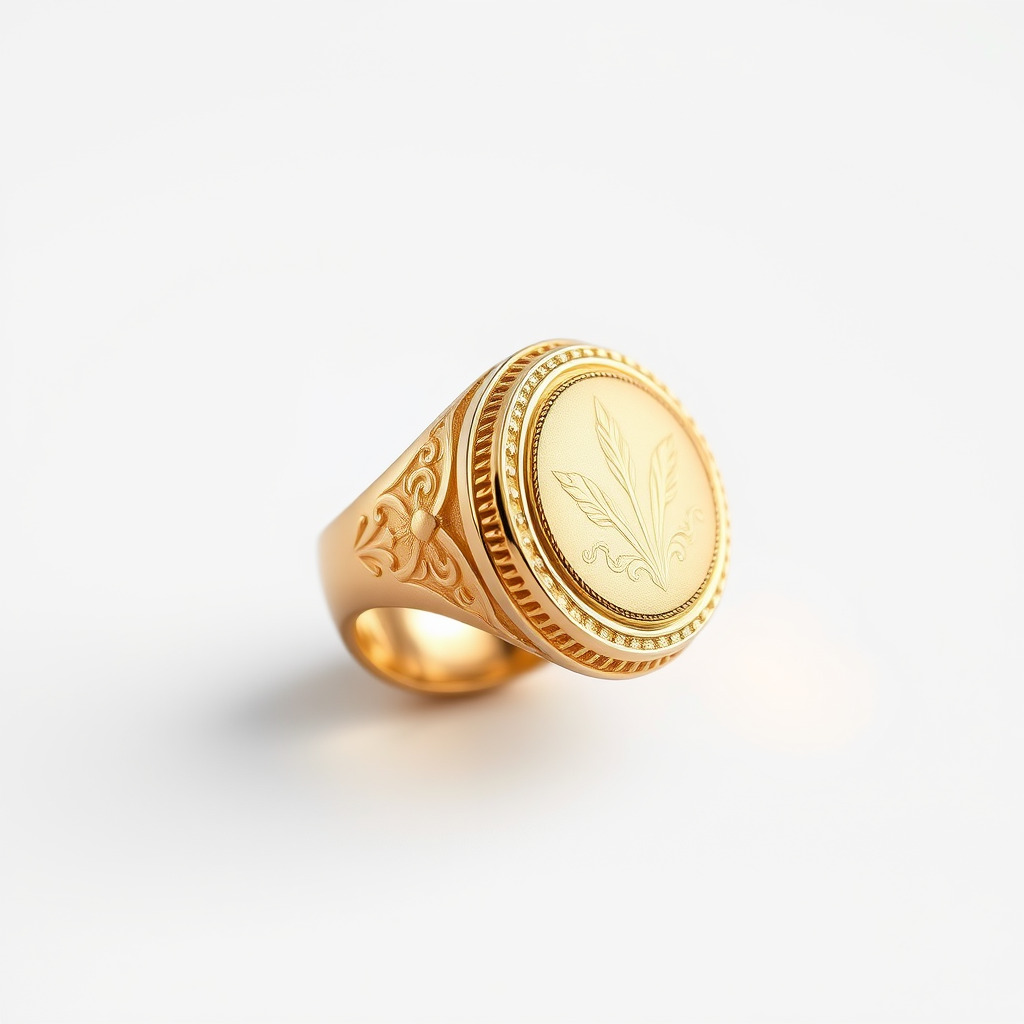 Luxurious Gold Signet Ring with Gemstone model pack Low-poly 3D model_4