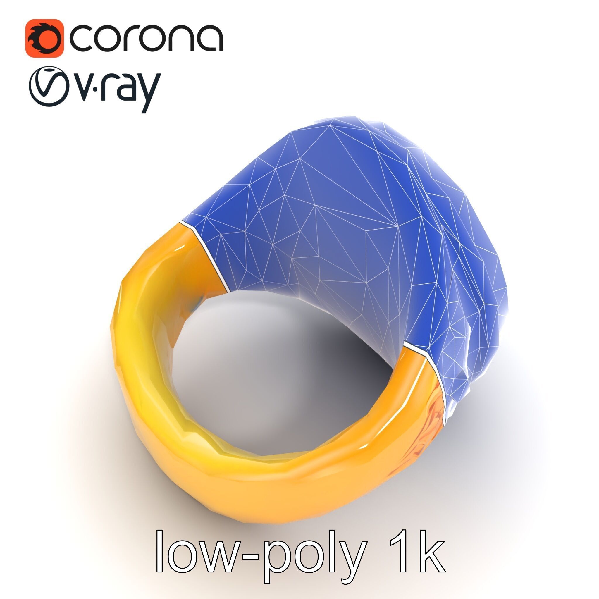 Luxurious Gold Signet Ring with Gemstone model pack Low-poly 3D model_20