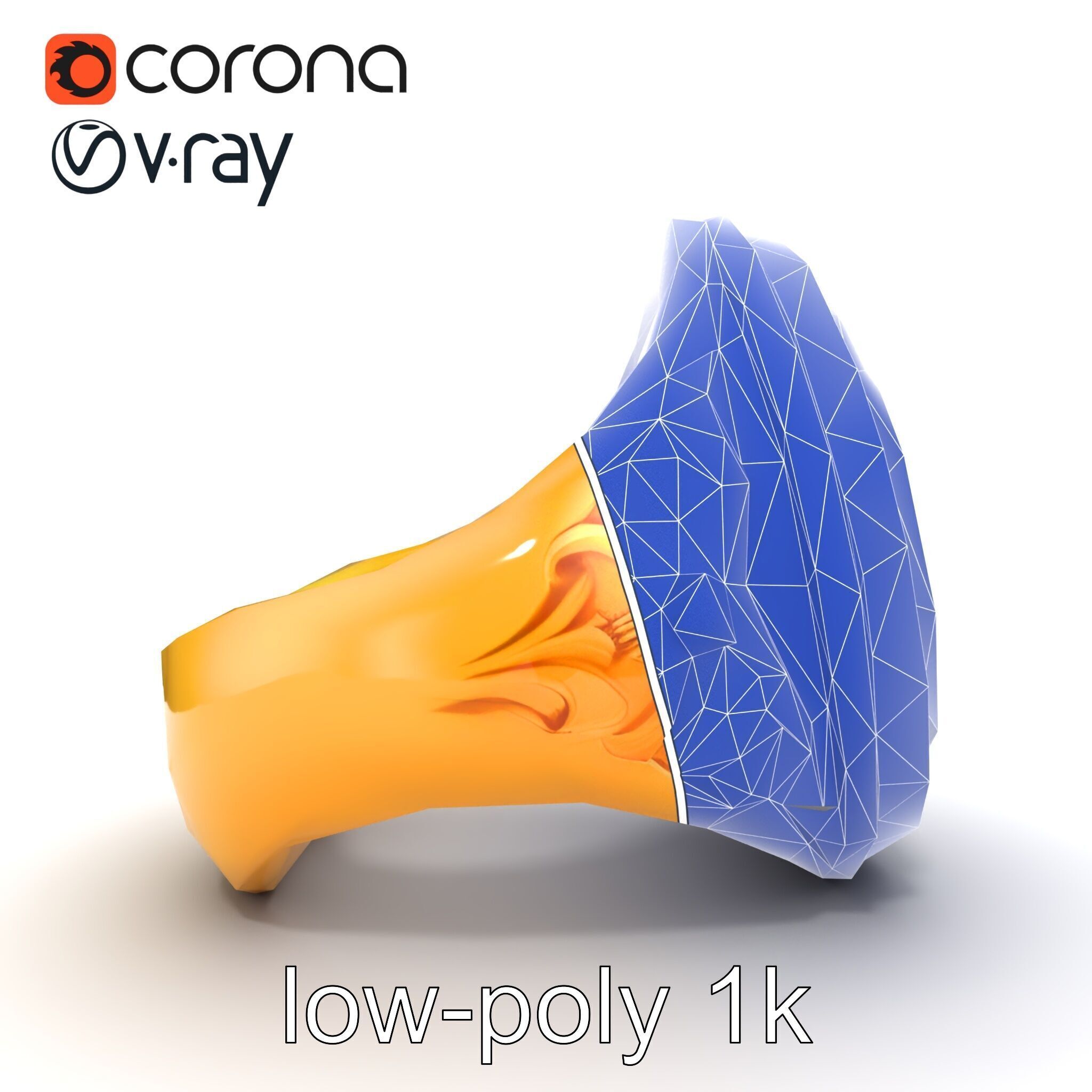 Luxurious Gold Signet Ring with Gemstone model pack Low-poly 3D model_17