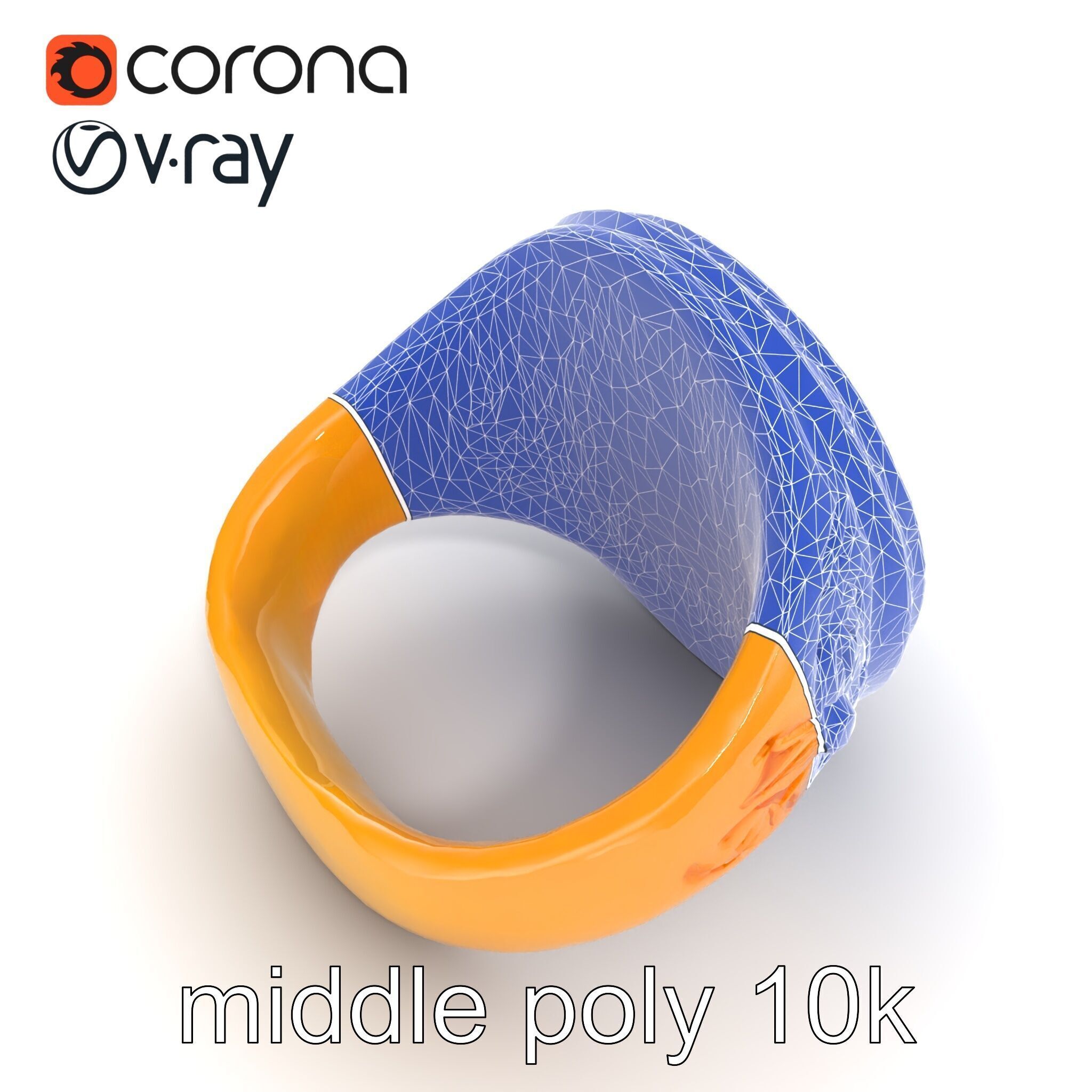 Luxurious Gold Signet Ring with Gemstone model pack Low-poly 3D model_31