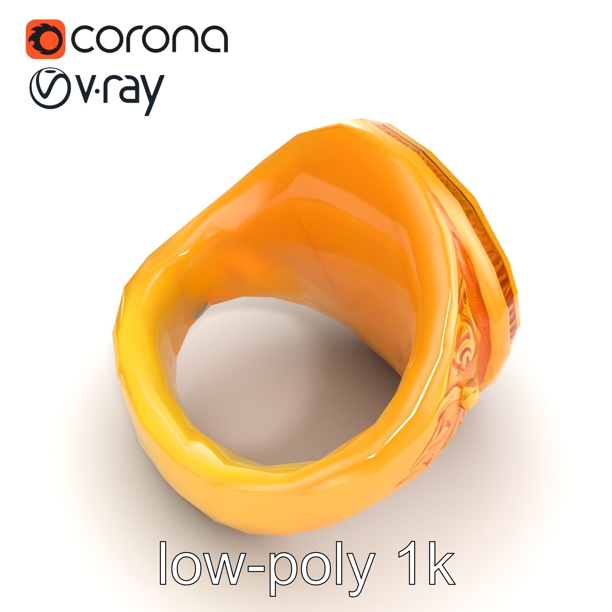 Luxurious Gold Signet Ring with Gemstone model pack Low-poly 3D model_25