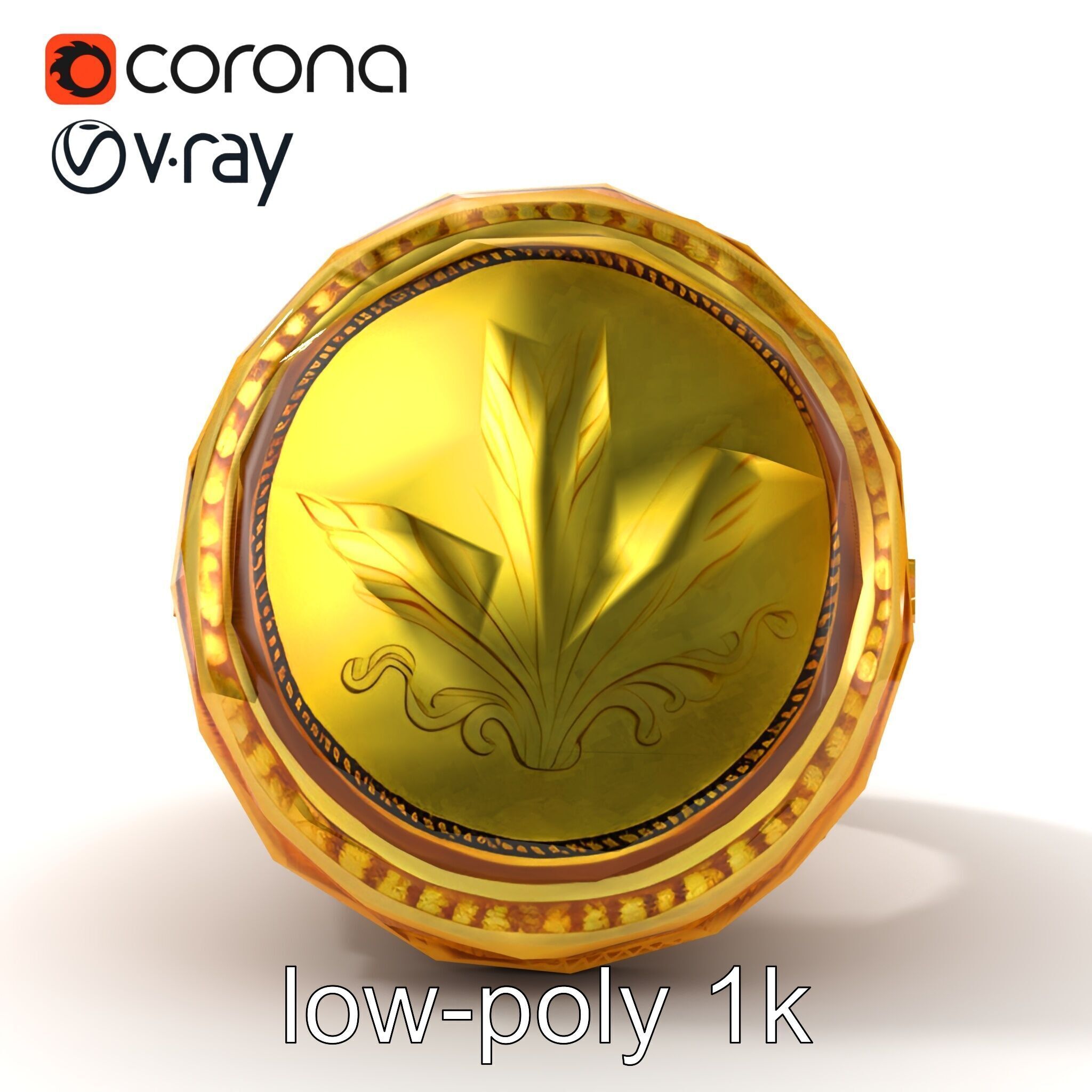 Luxurious Gold Signet Ring with Gemstone model pack Low-poly 3D model_30