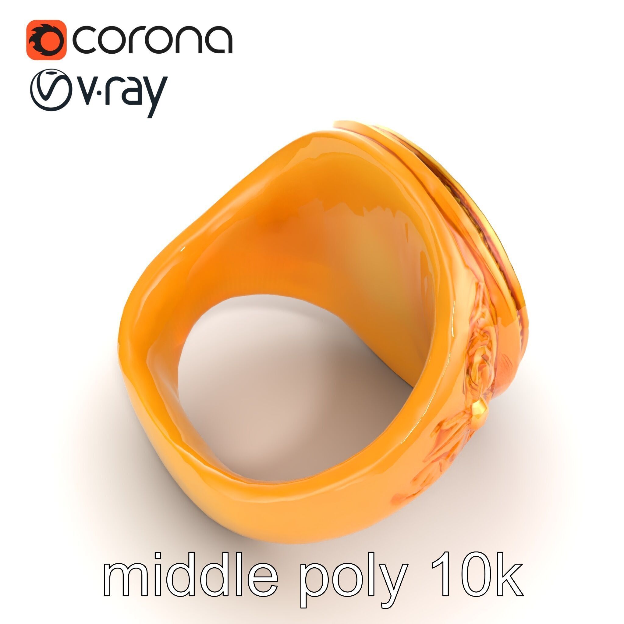 Luxurious Gold Signet Ring with Gemstone model pack Low-poly 3D model_12