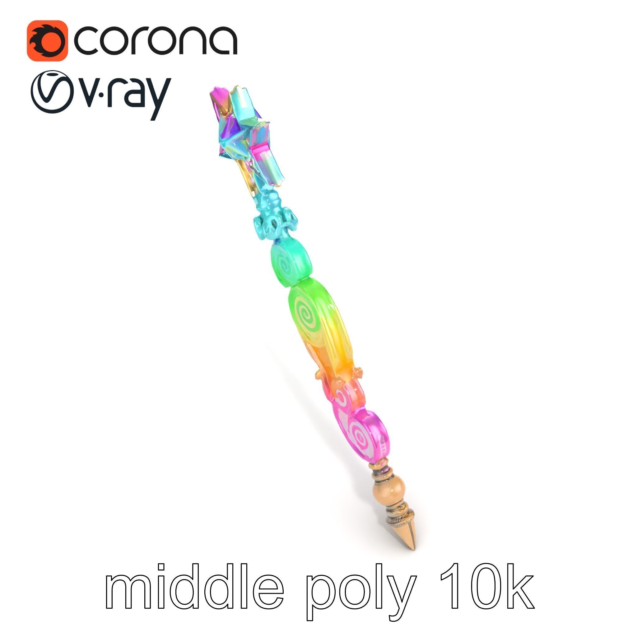 Celestial Ice Crystalline Staff model pack Low-poly 3D model_31