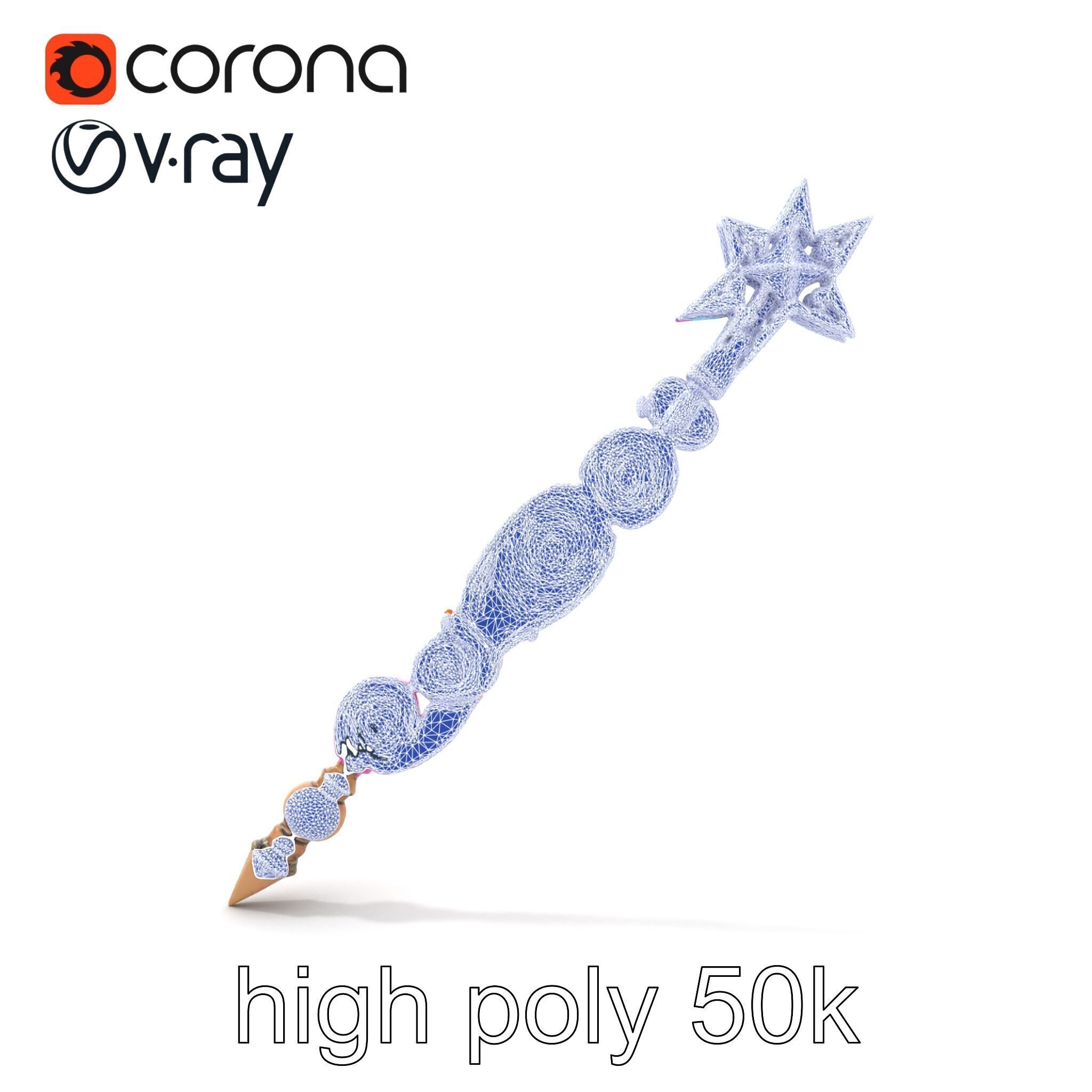 Celestial Ice Crystalline Staff model pack Low-poly 3D model_25