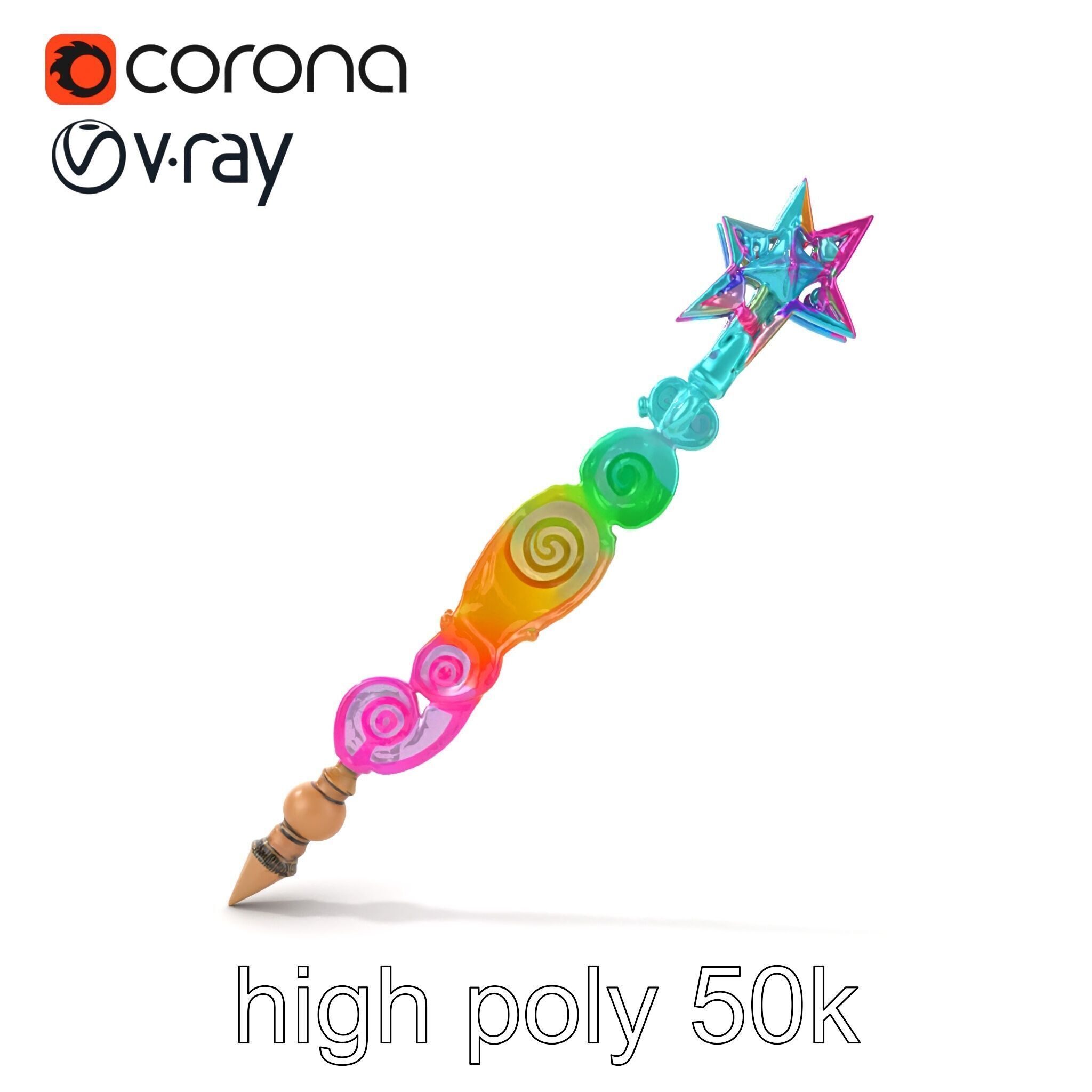 Celestial Ice Crystalline Staff model pack Low-poly 3D model_29