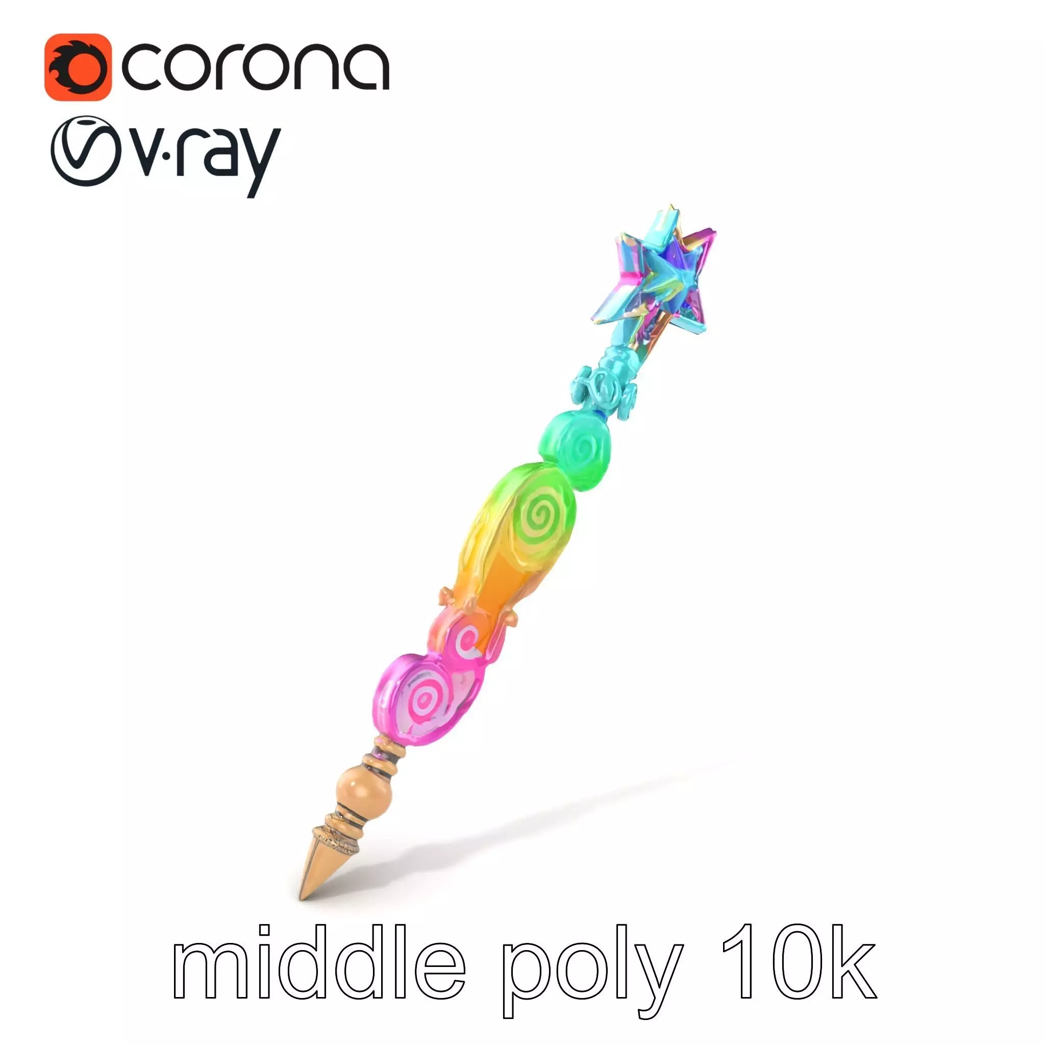 Celestial Ice Crystalline Staff model pack Low-poly 3D model_0