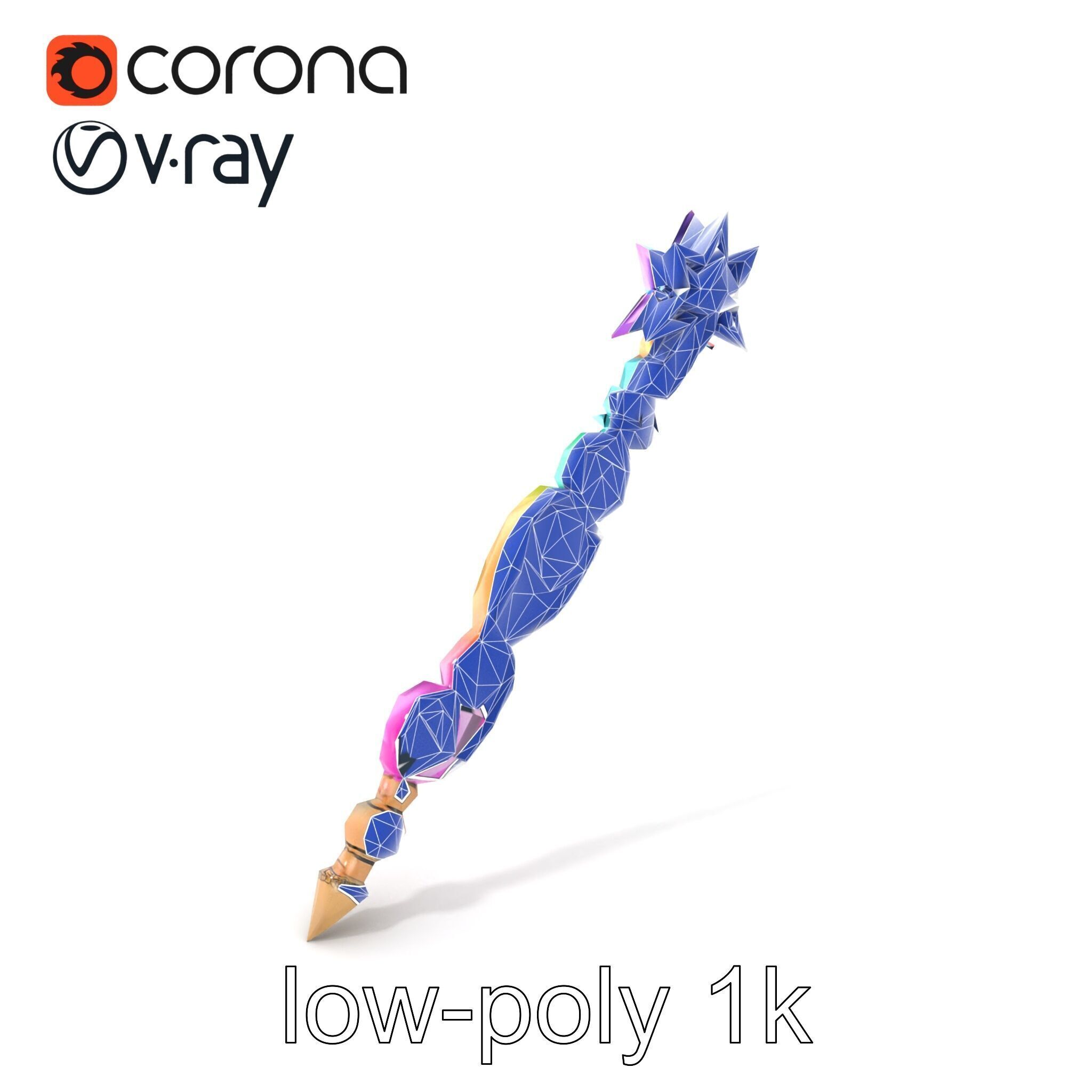 Celestial Ice Crystalline Staff model pack Low-poly 3D model_7
