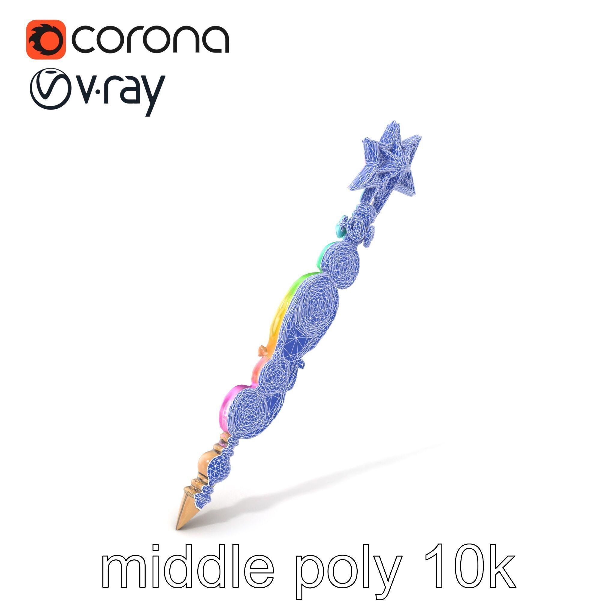 Celestial Ice Crystalline Staff model pack Low-poly 3D model_6