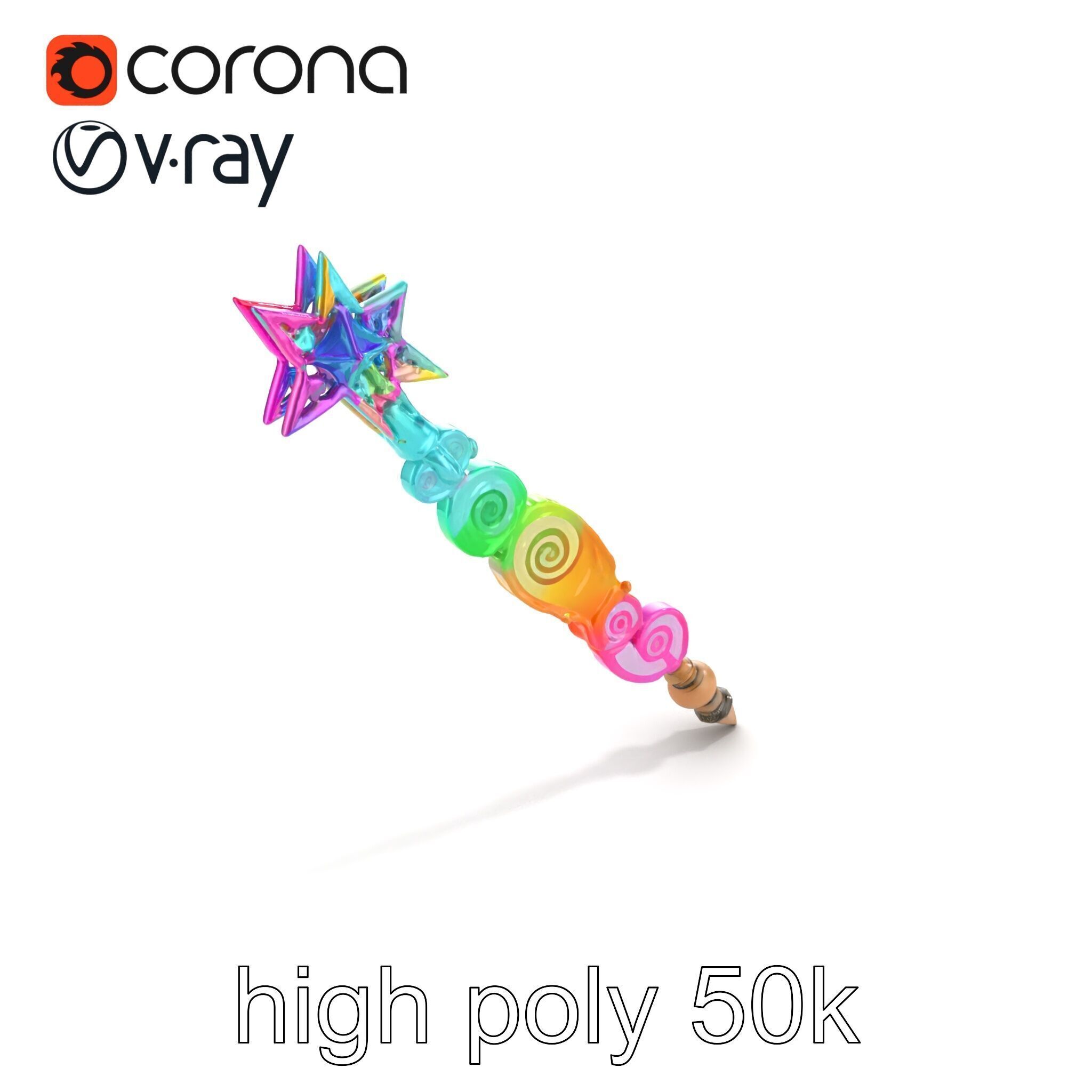 Celestial Ice Crystalline Staff model pack Low-poly 3D model_23