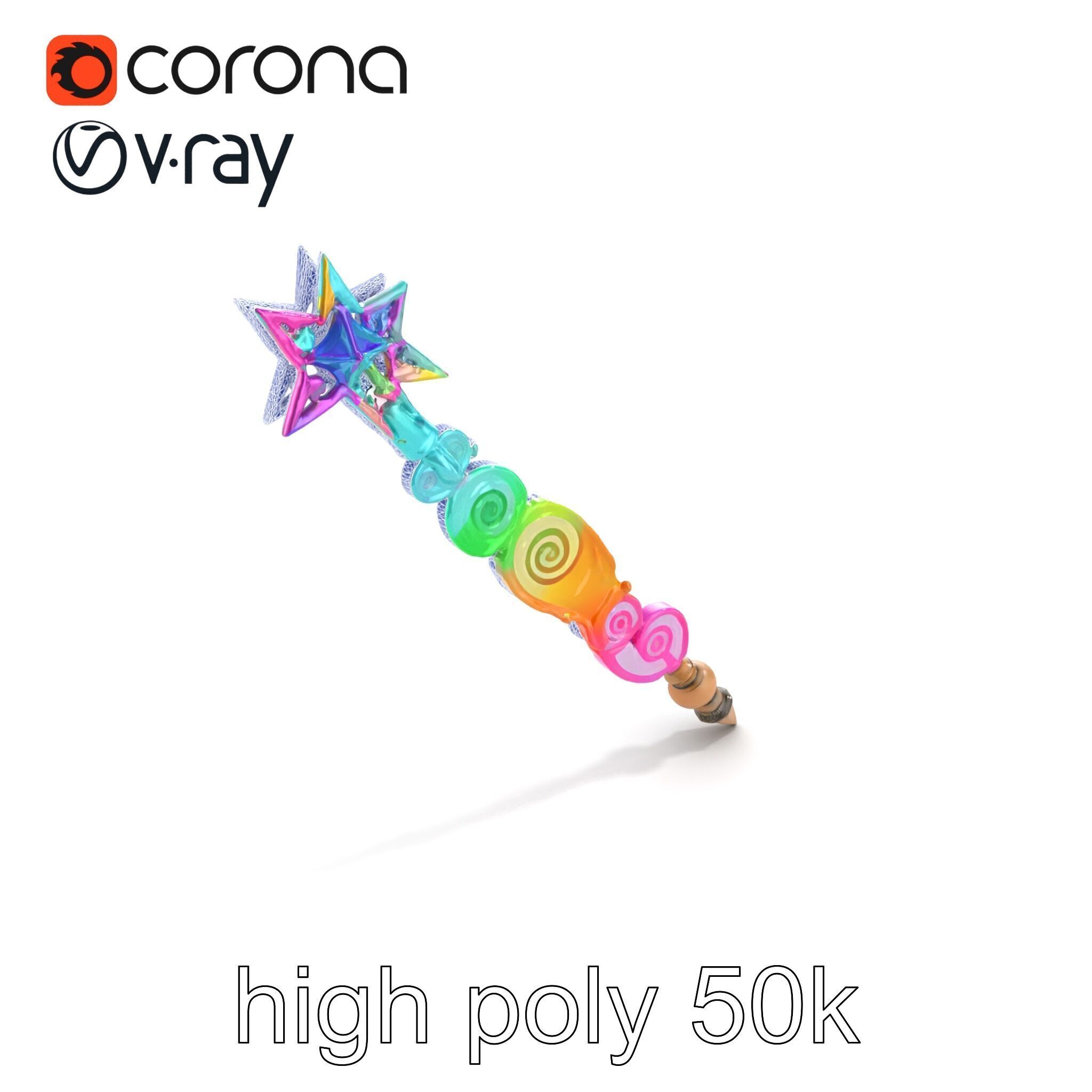 Celestial Ice Crystalline Staff model pack Low-poly 3D model_16