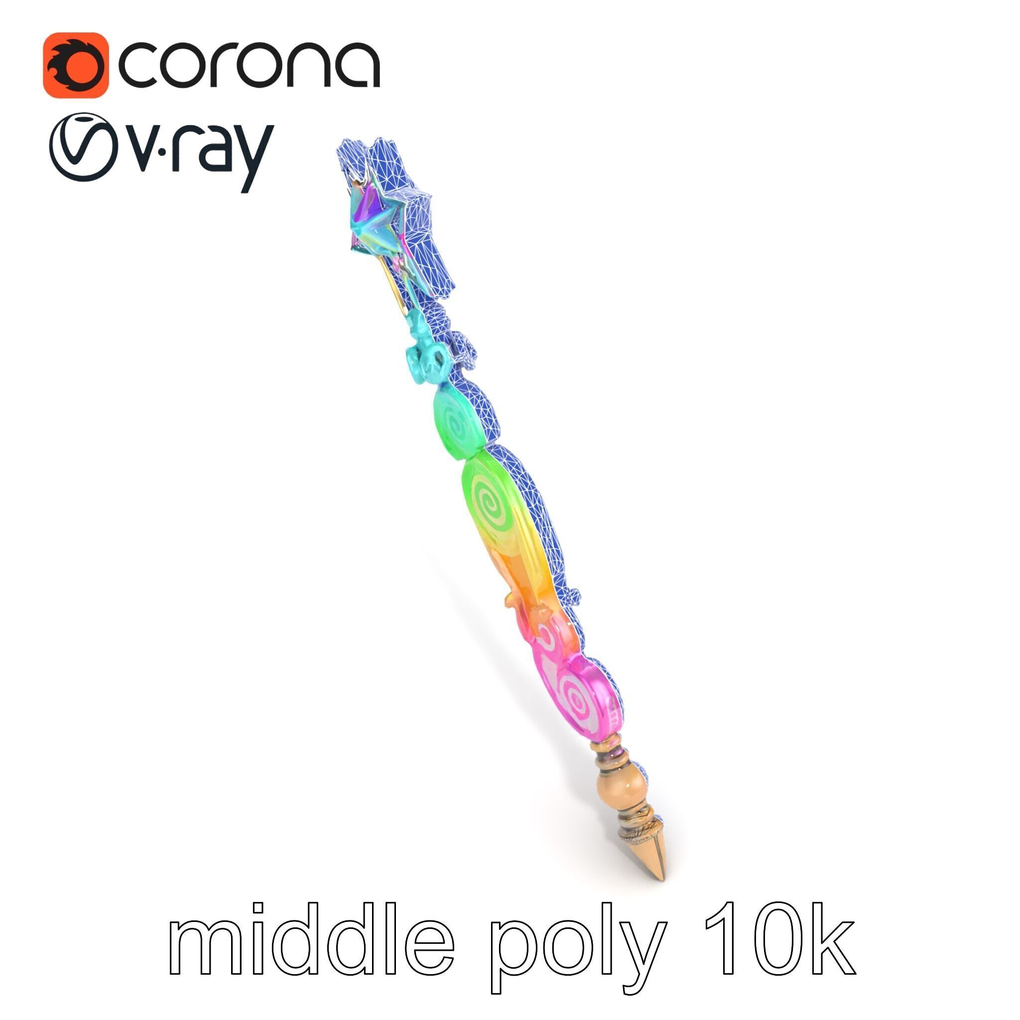 Celestial Ice Crystalline Staff model pack Low-poly 3D model_17