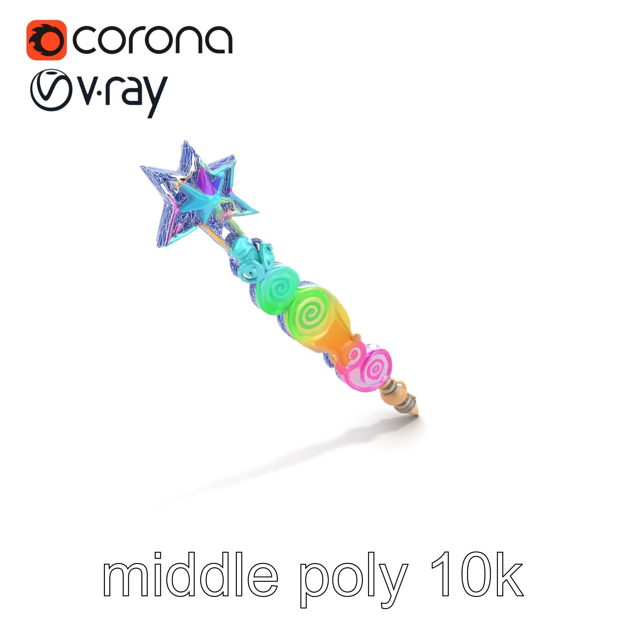 Celestial Ice Crystalline Staff model pack Low-poly 3D model_11