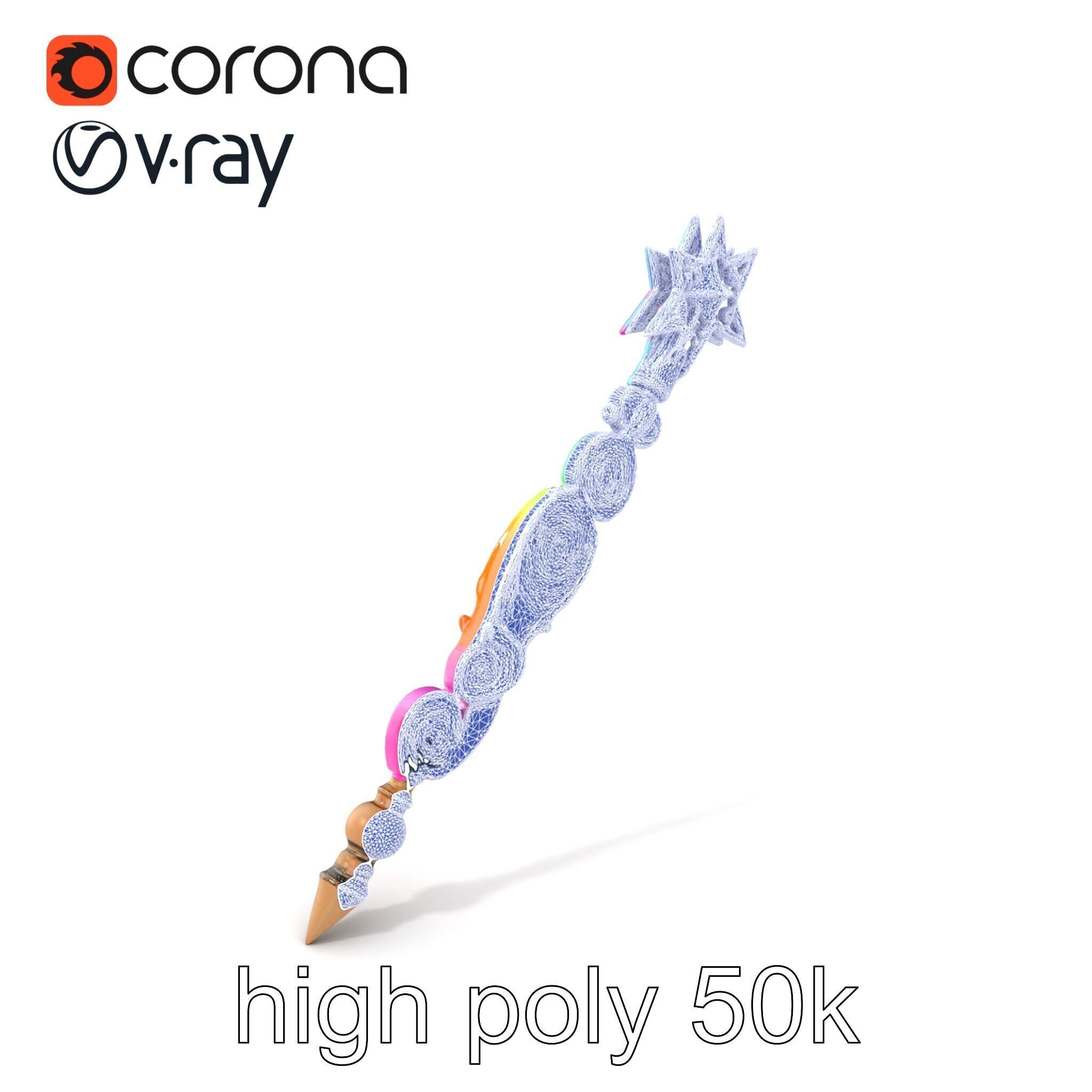 Celestial Ice Crystalline Staff model pack Low-poly 3D model_10