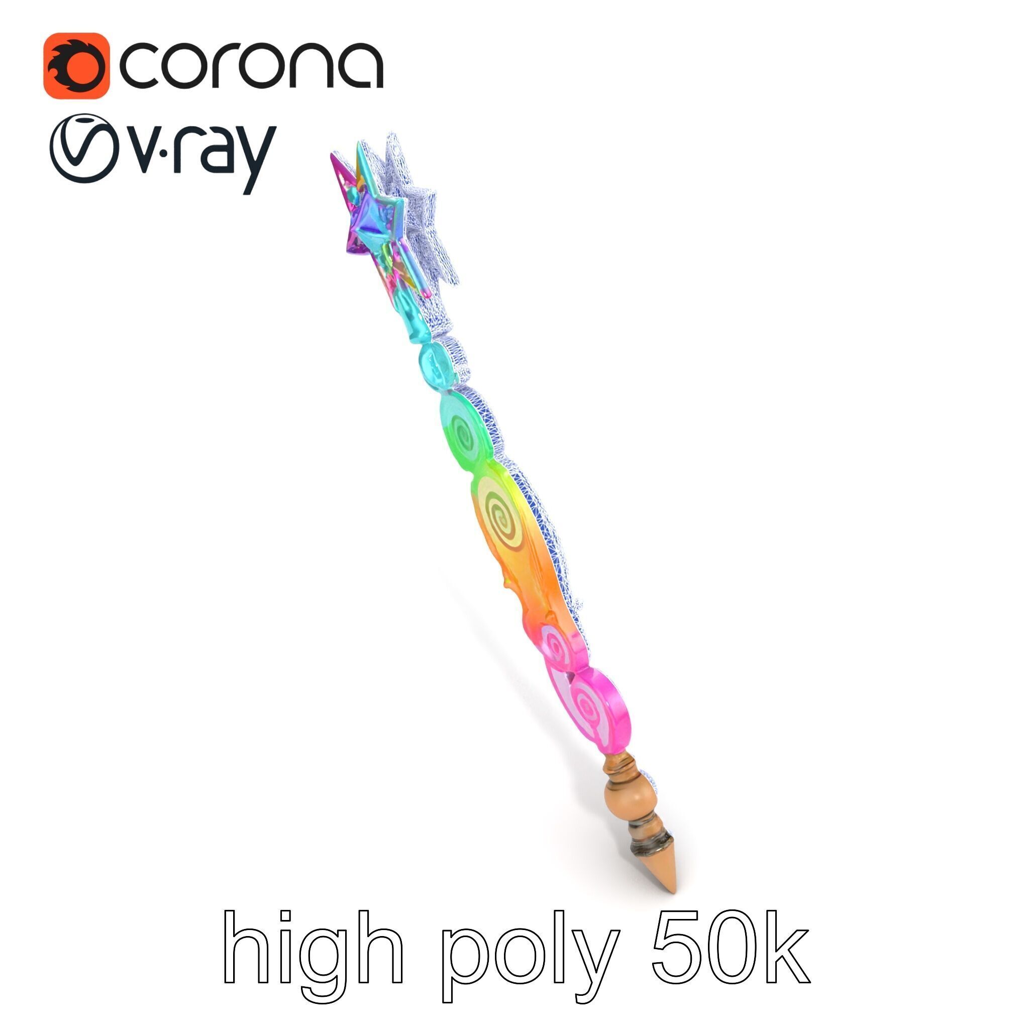 Celestial Ice Crystalline Staff model pack Low-poly 3D model_20