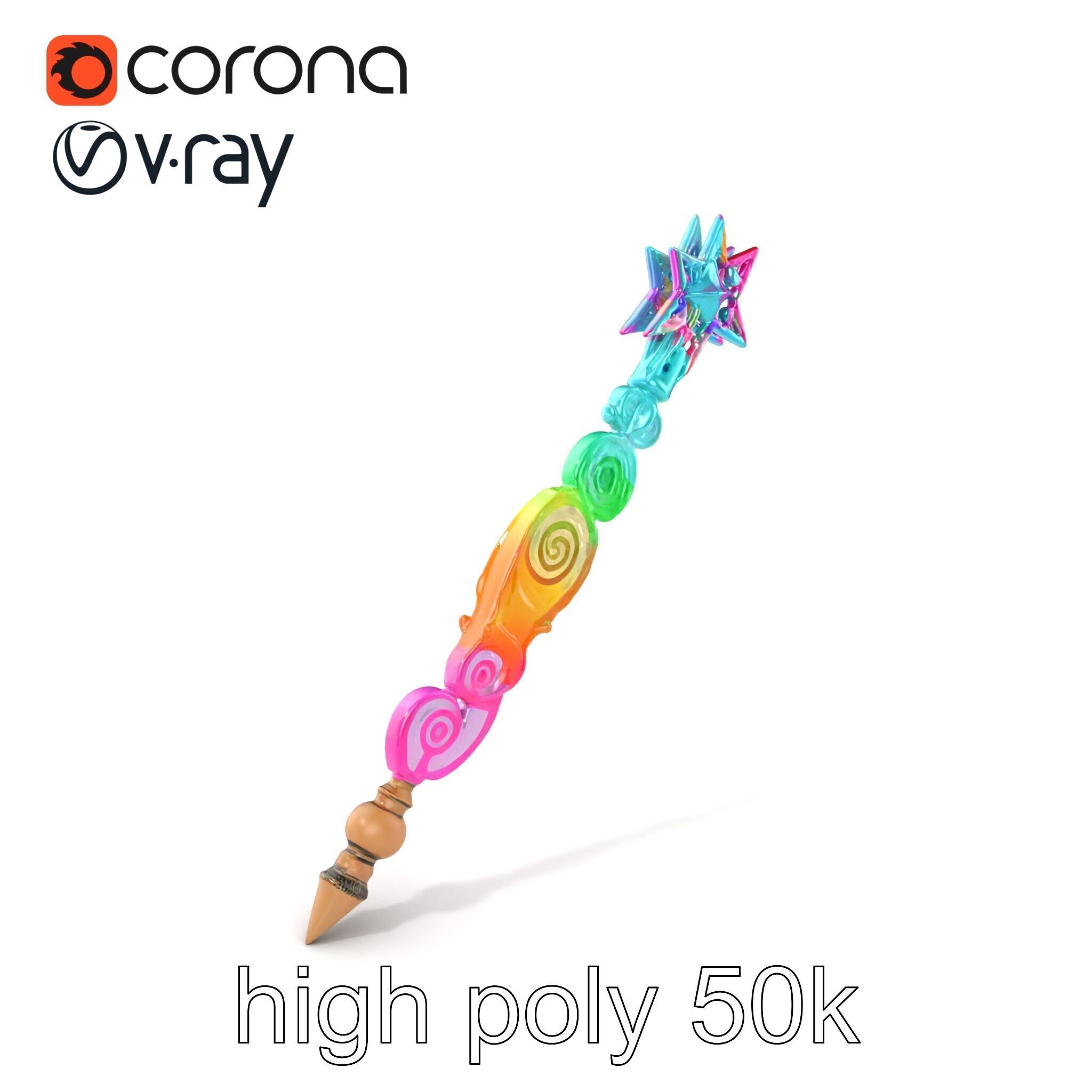 Celestial Ice Crystalline Staff model pack Low-poly 3D model_2