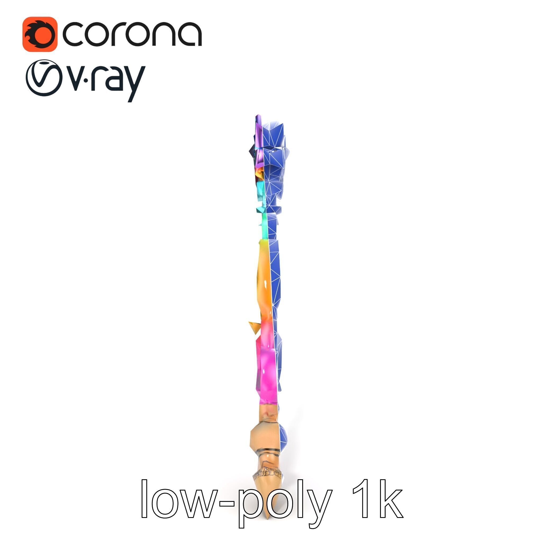 Celestial Ice Crystalline Staff model pack Low-poly 3D model_22