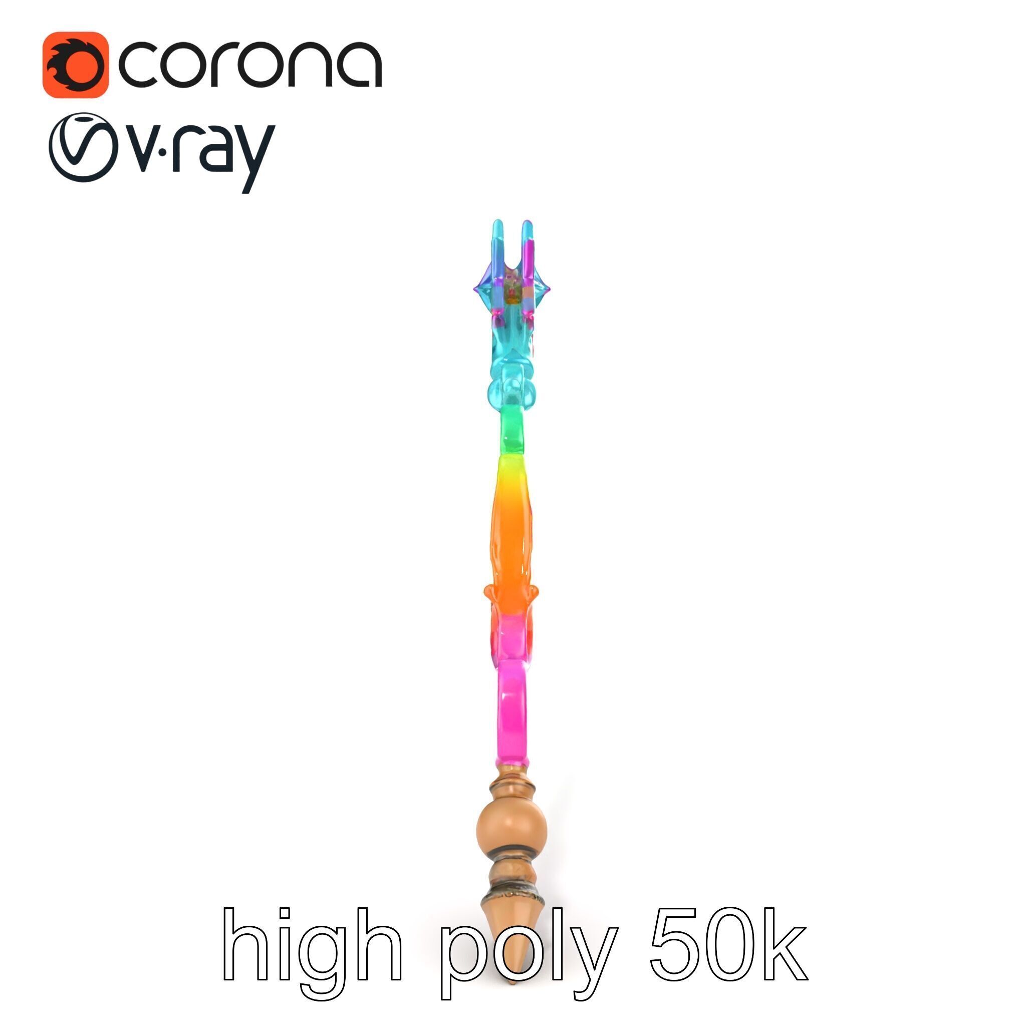 Celestial Ice Crystalline Staff model pack Low-poly 3D model_21