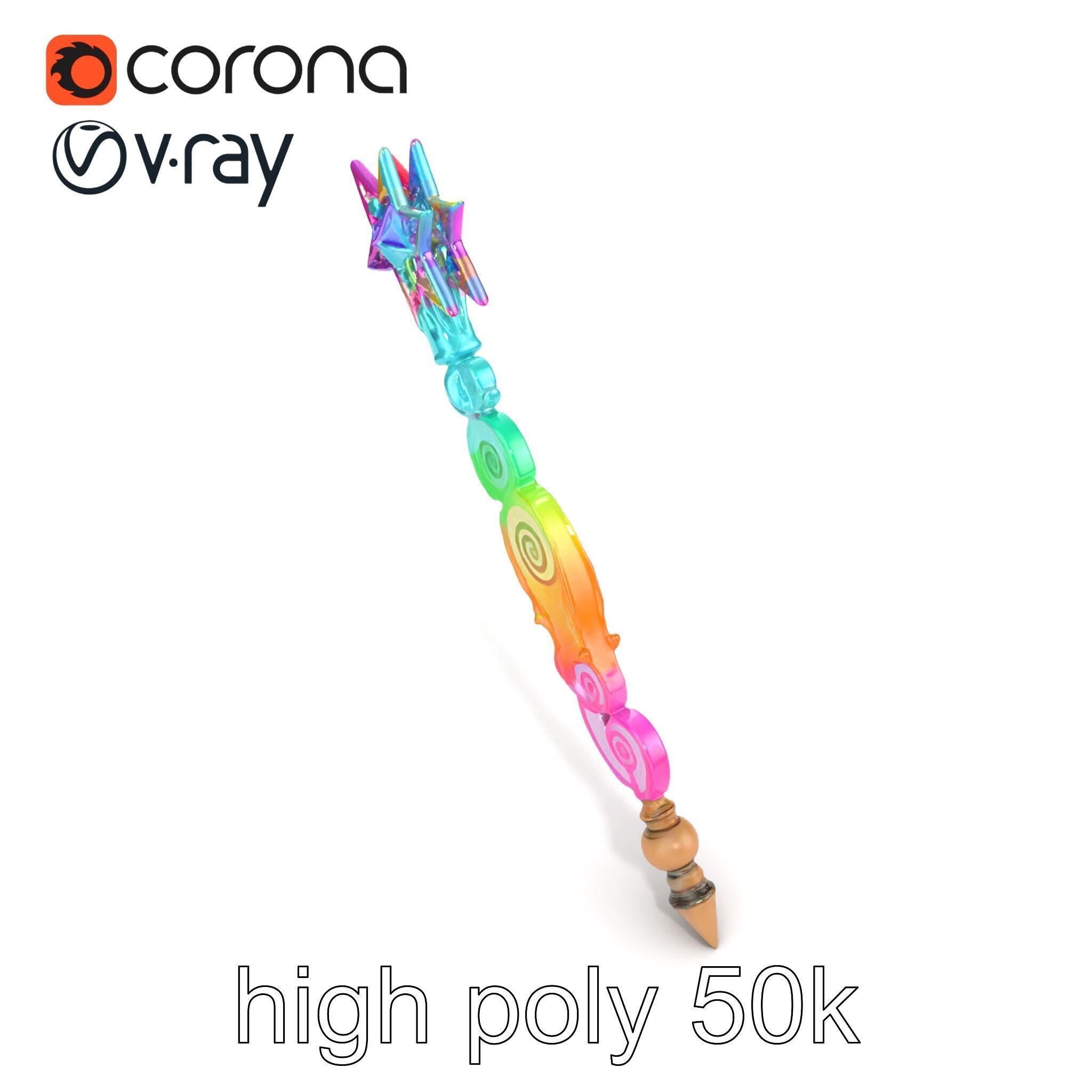 Celestial Ice Crystalline Staff model pack Low-poly 3D model_32