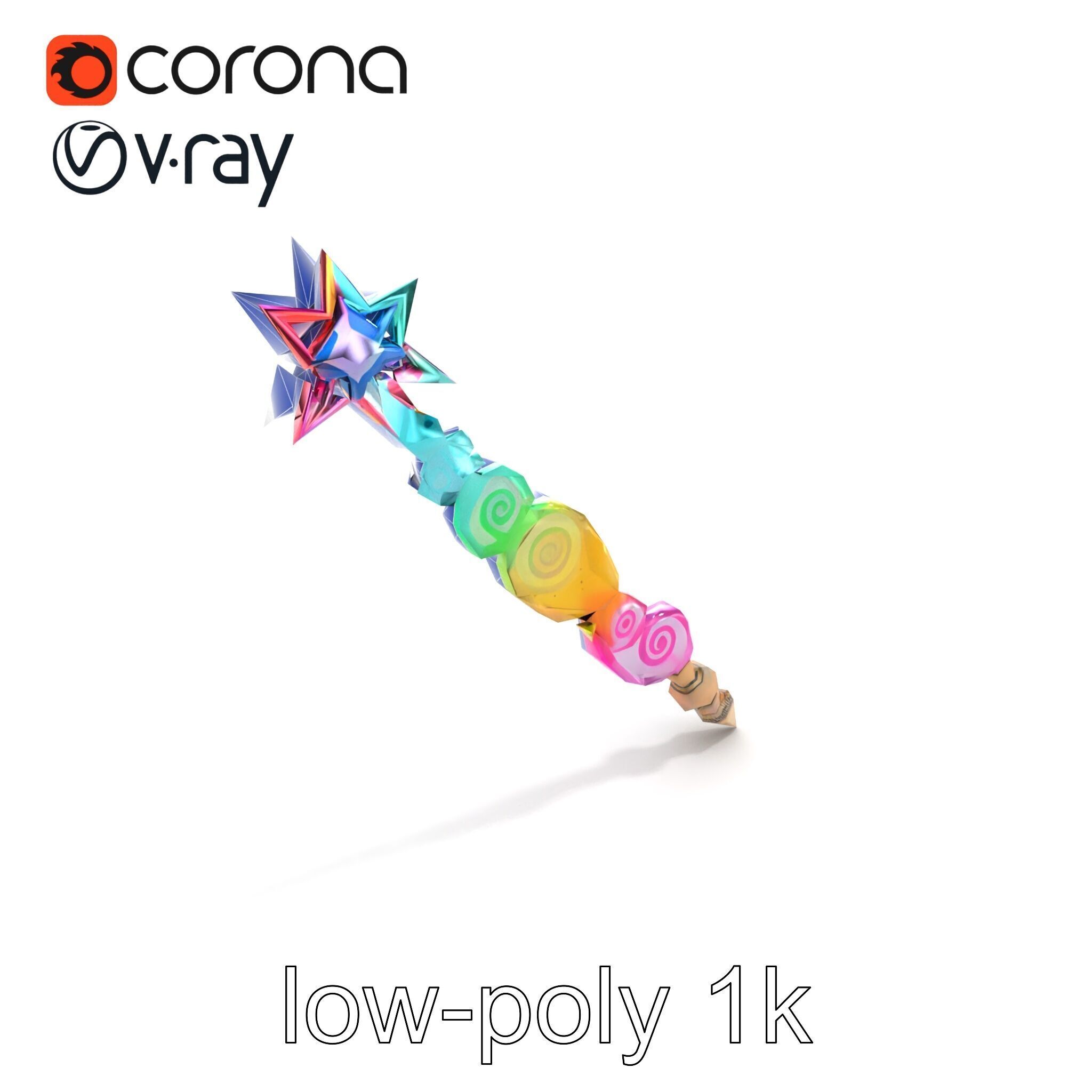 Celestial Ice Crystalline Staff model pack Low-poly 3D model_27