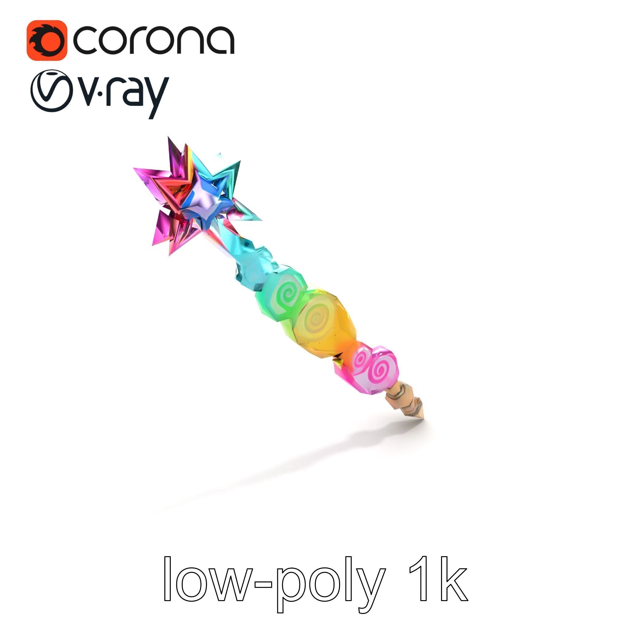 Celestial Ice Crystalline Staff model pack Low-poly 3D model_9