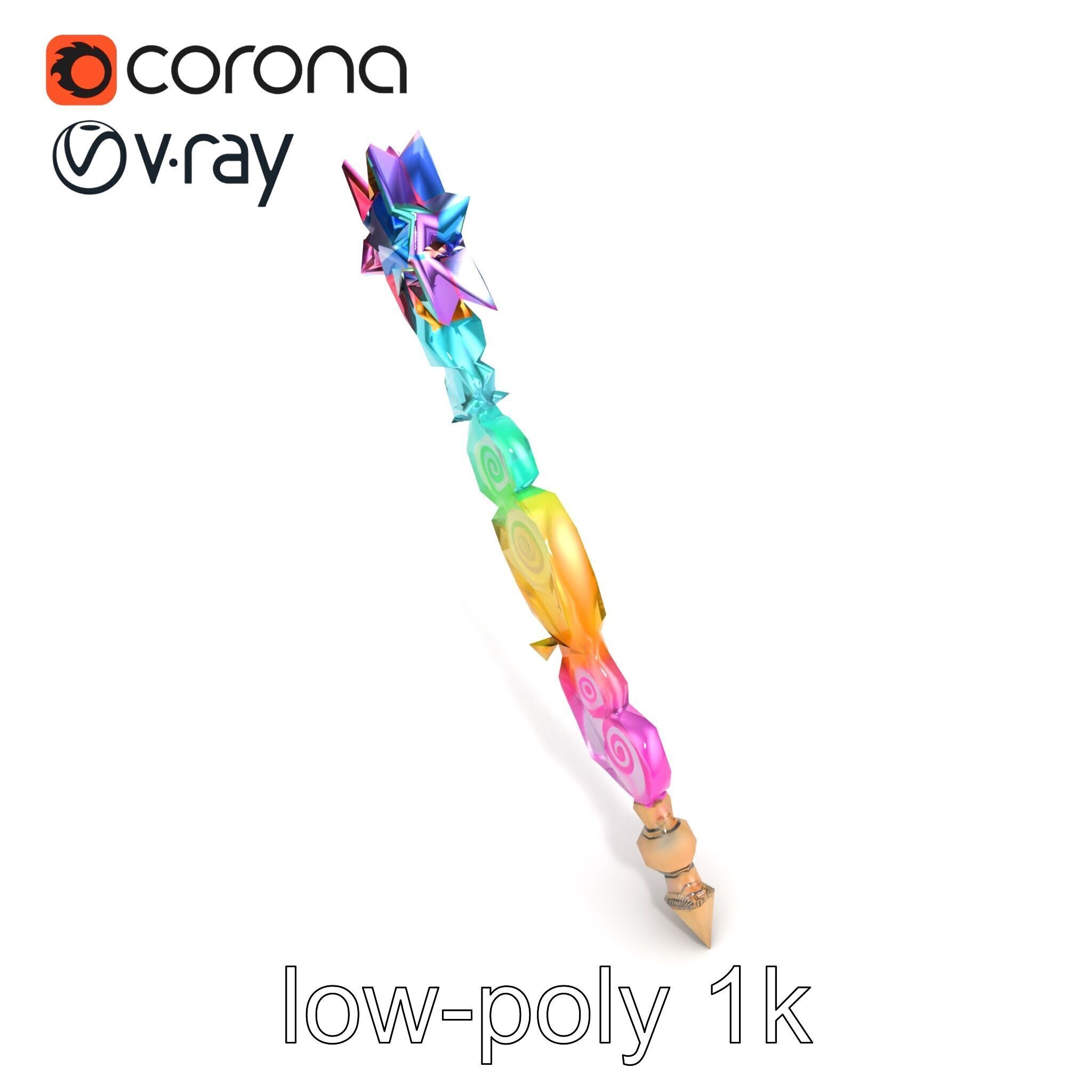 Celestial Ice Crystalline Staff model pack Low-poly 3D model_12