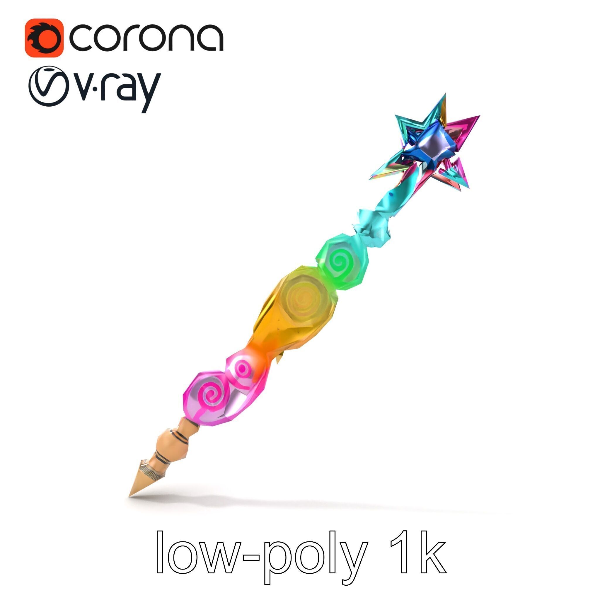 Celestial Ice Crystalline Staff model pack Low-poly 3D model_30