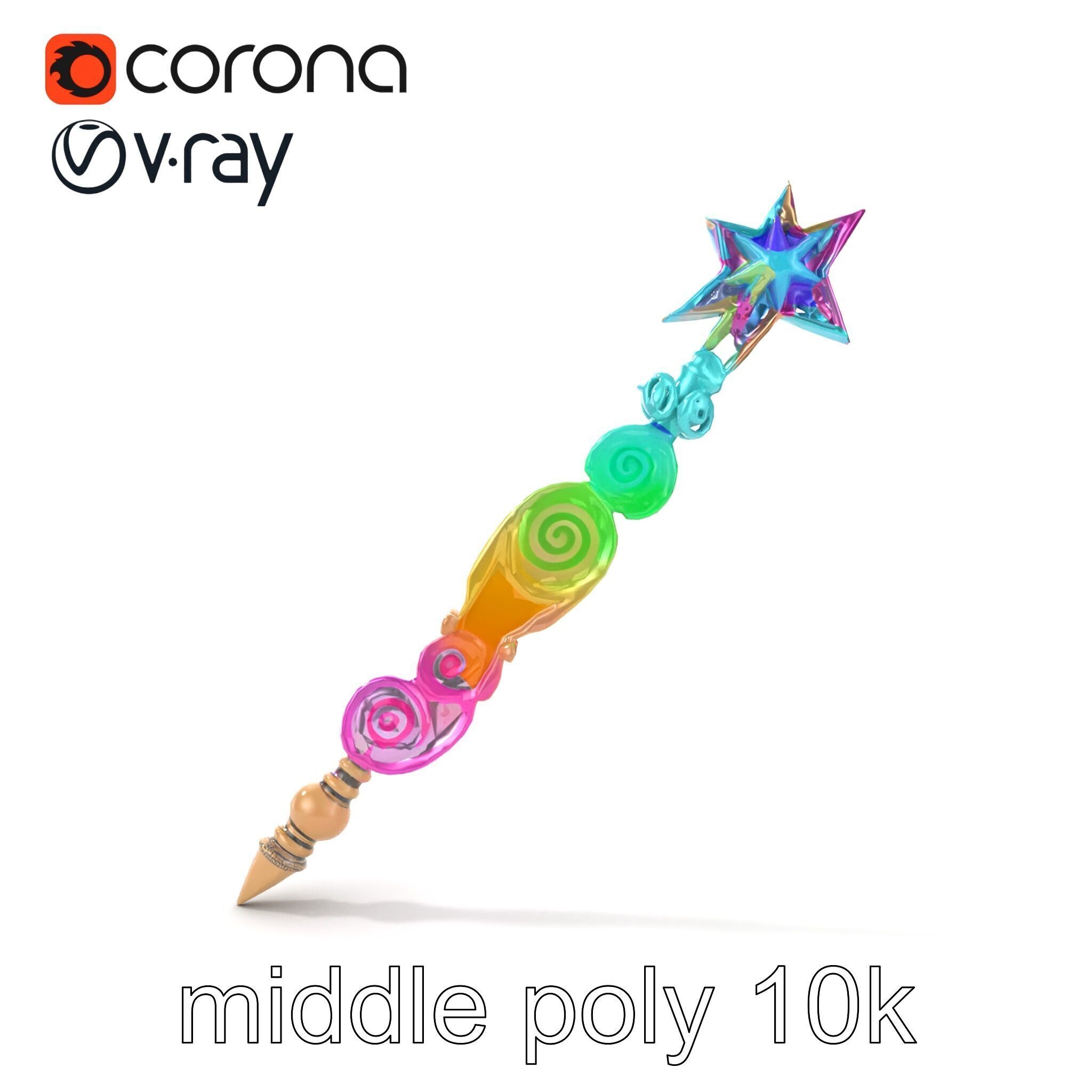 Celestial Ice Crystalline Staff model pack Low-poly 3D model_14