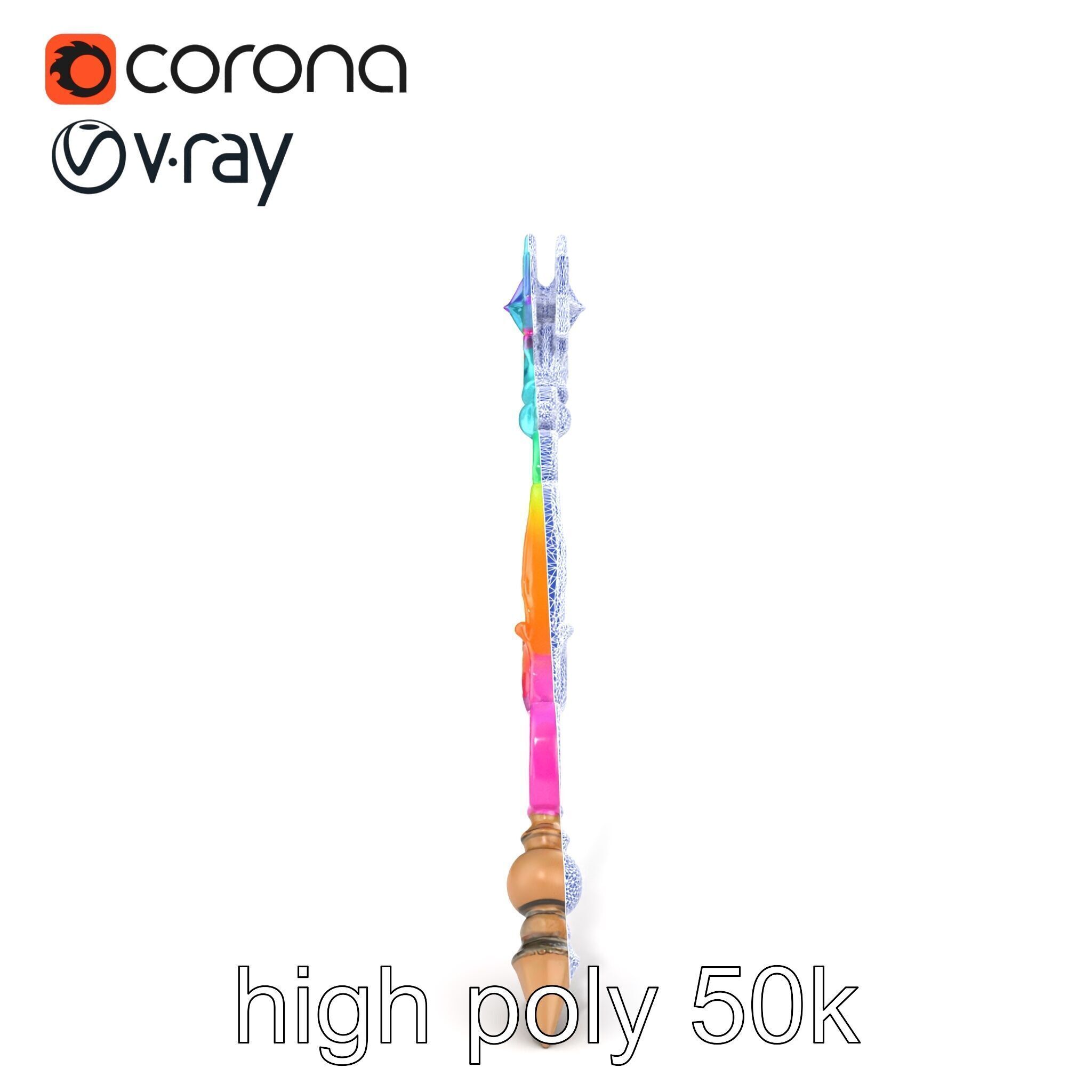 Celestial Ice Crystalline Staff model pack Low-poly 3D model_15