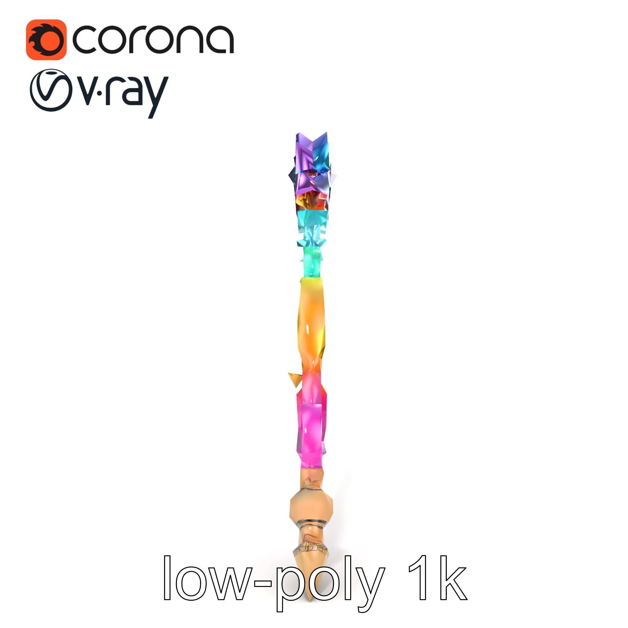 Celestial Ice Crystalline Staff model pack Low-poly 3D model_19