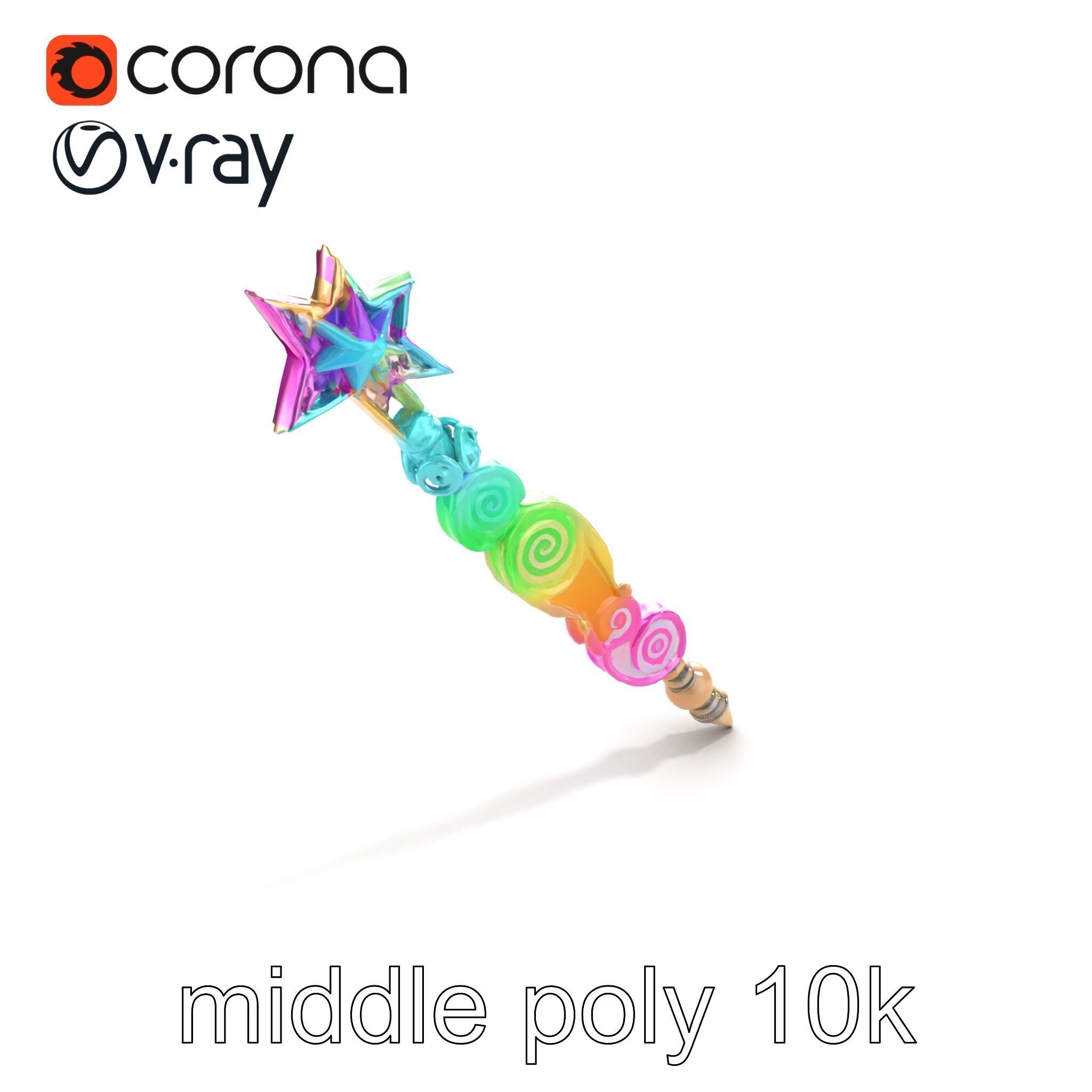 Celestial Ice Crystalline Staff model pack Low-poly 3D model_8