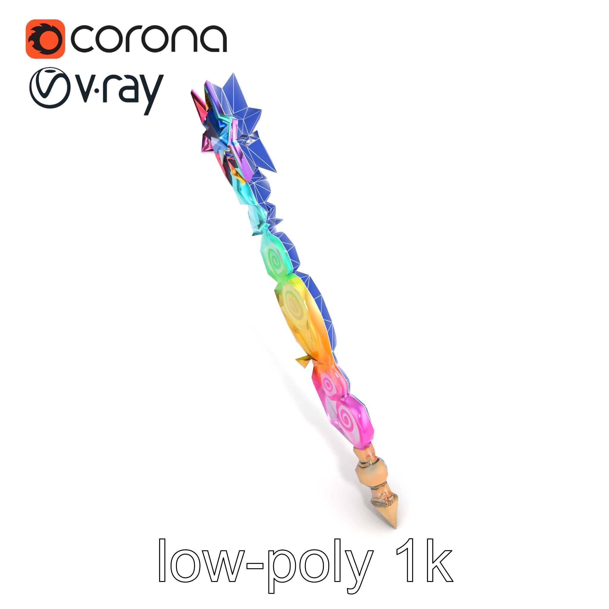 Celestial Ice Crystalline Staff model pack Low-poly 3D model_24