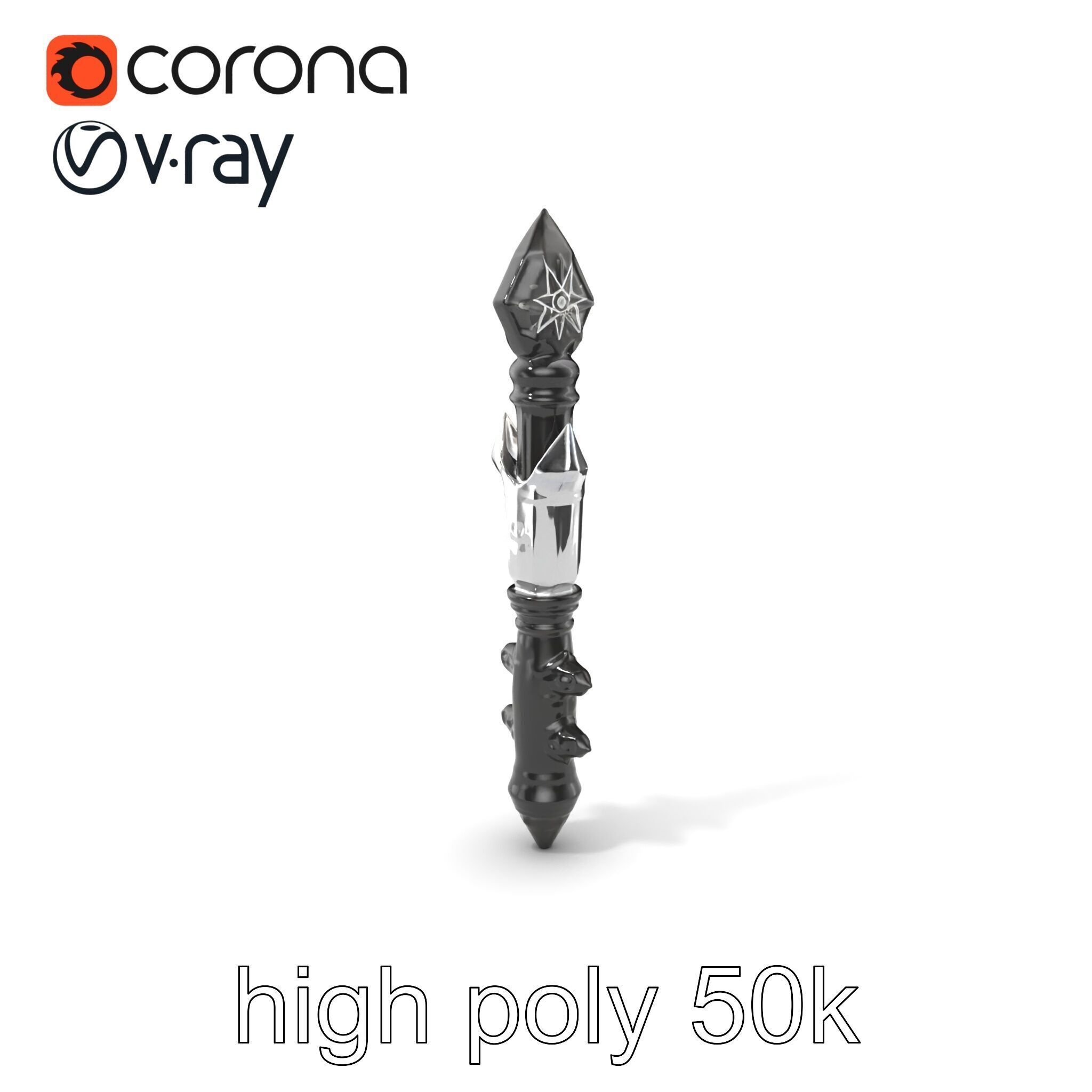 Celestial Obsidian Warlocks Wand model pack Low-poly 3D model_2
