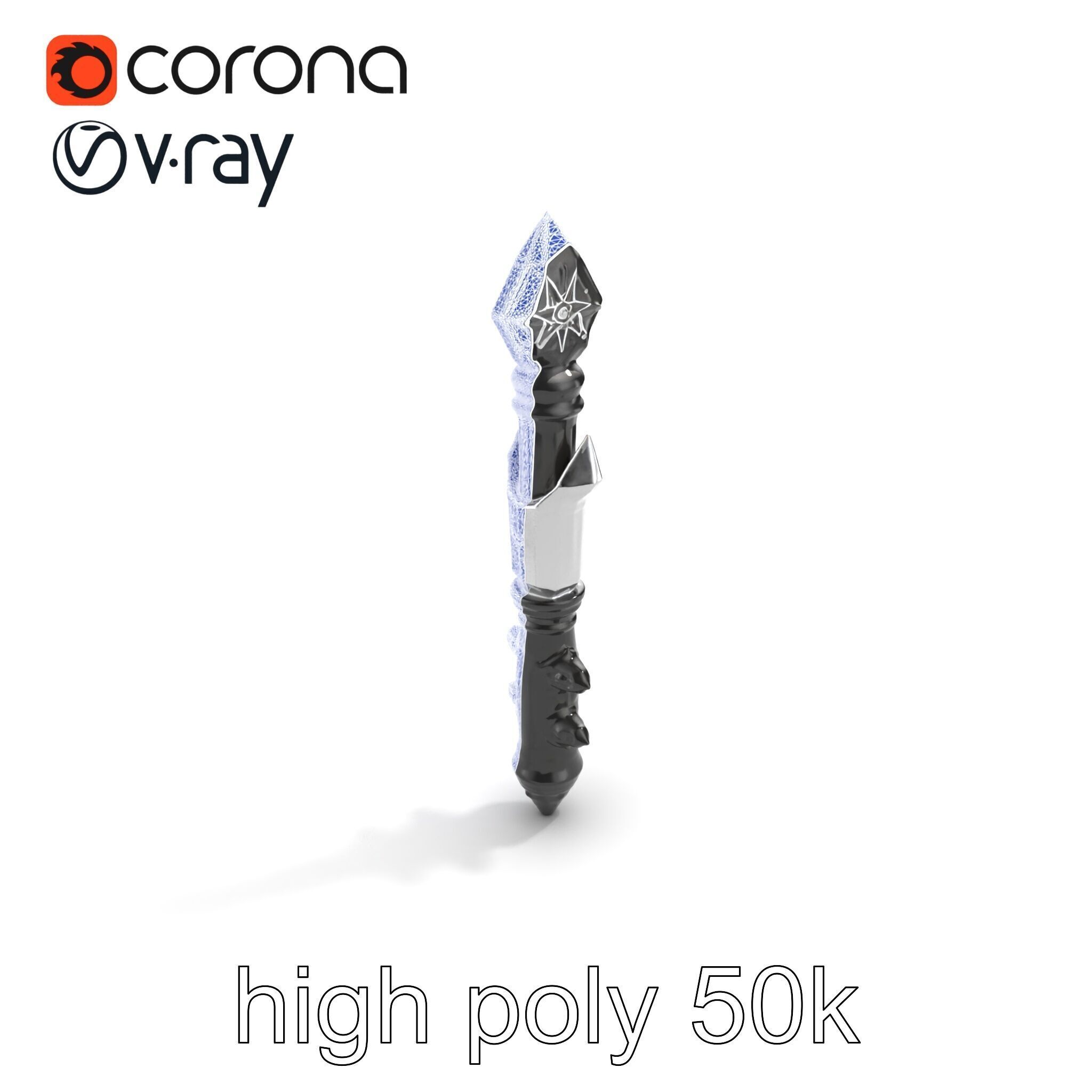 Celestial Obsidian Warlocks Wand model pack Low-poly 3D model_16