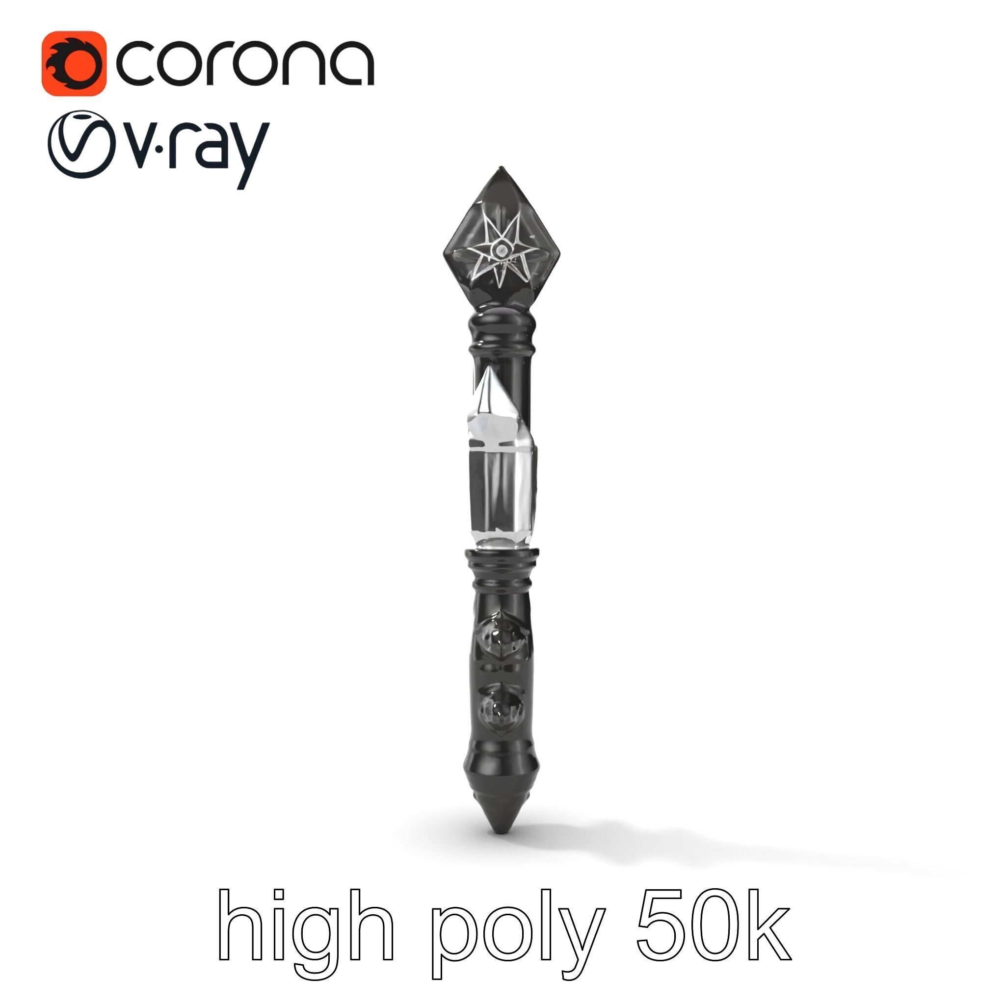 Celestial Obsidian Warlocks Wand model pack Low-poly 3D model_20