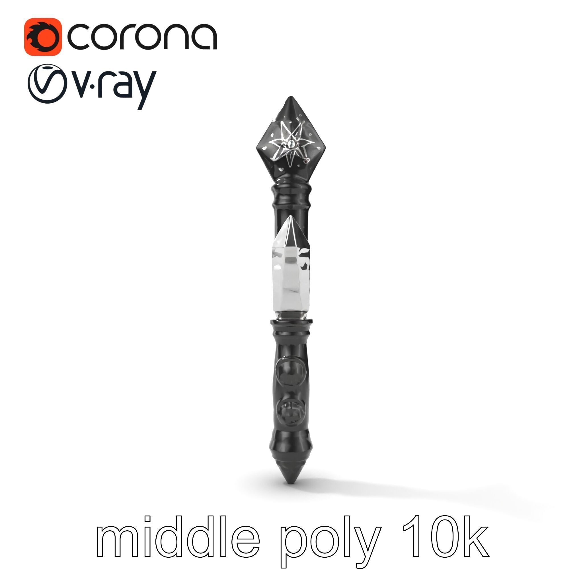 Celestial Obsidian Warlocks Wand model pack Low-poly 3D model_13