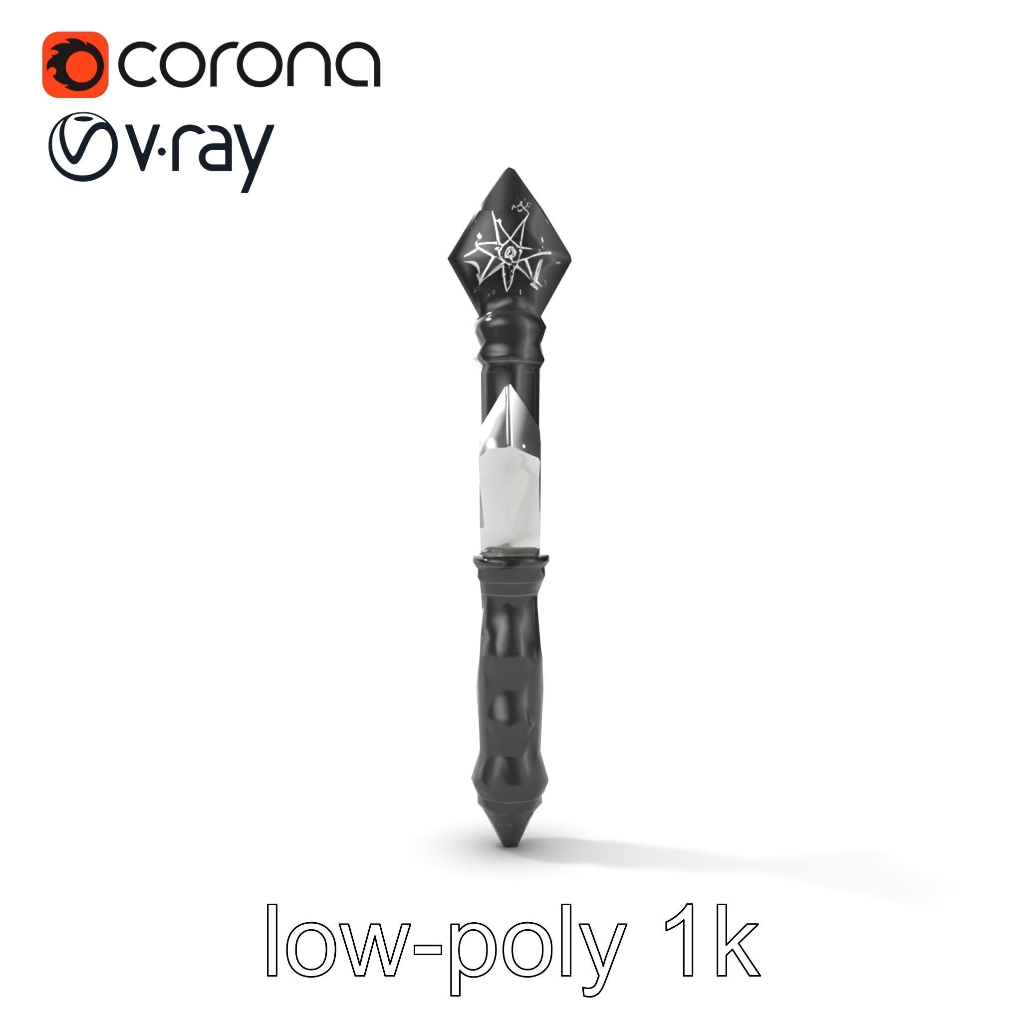 Celestial Obsidian Warlocks Wand model pack Low-poly 3D model_15