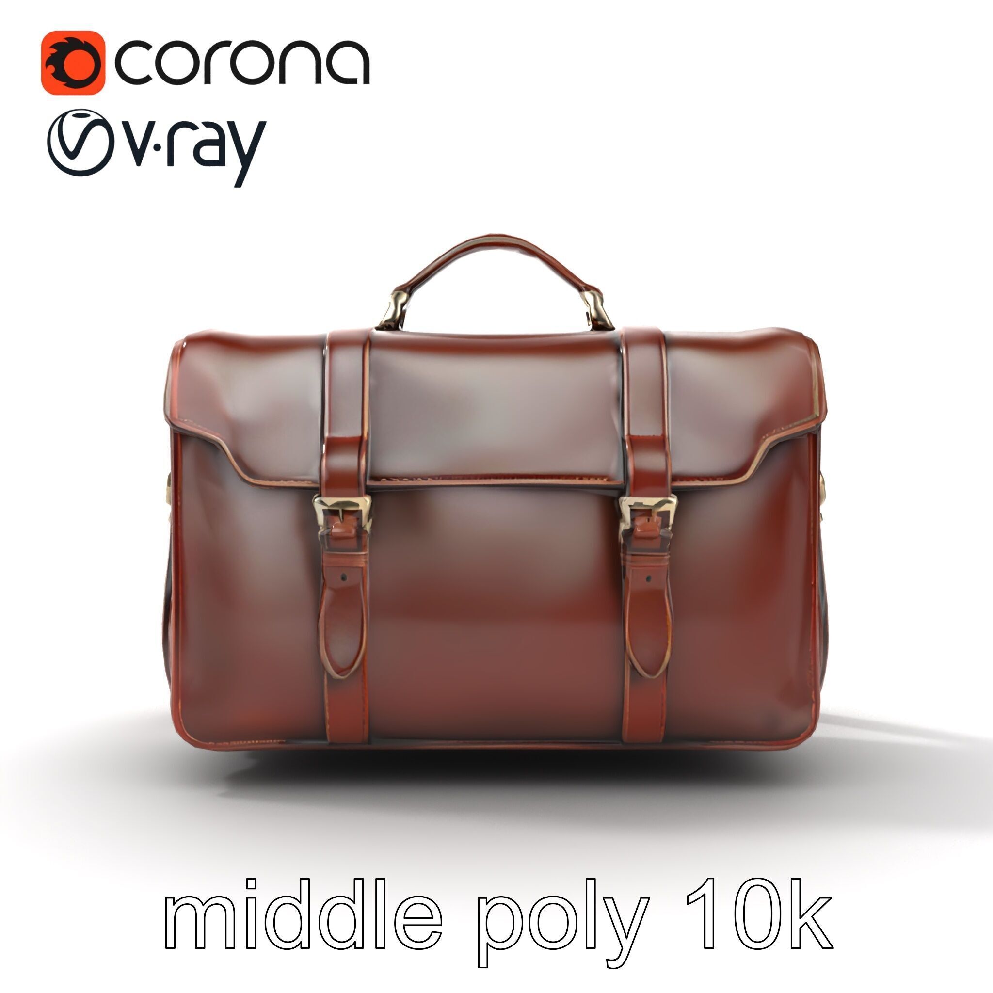 Elegant Leather Briefcase Vintage Charm model pack Low-poly 3D model_16