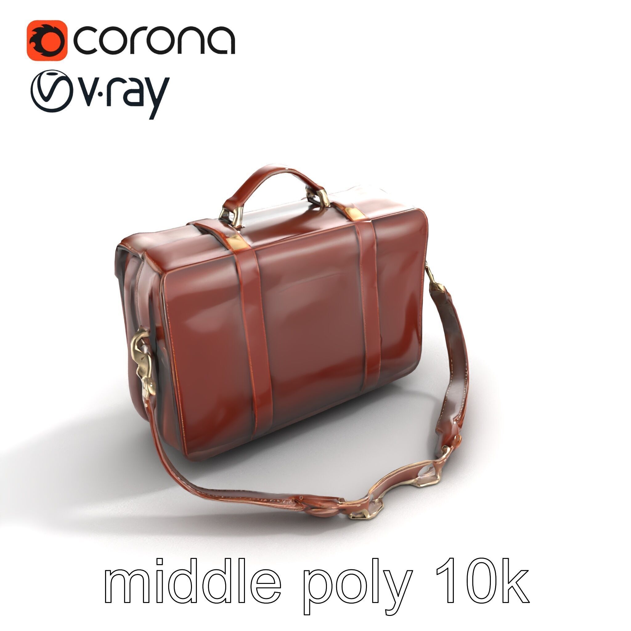 Elegant Leather Briefcase Vintage Charm model pack Low-poly 3D model_8